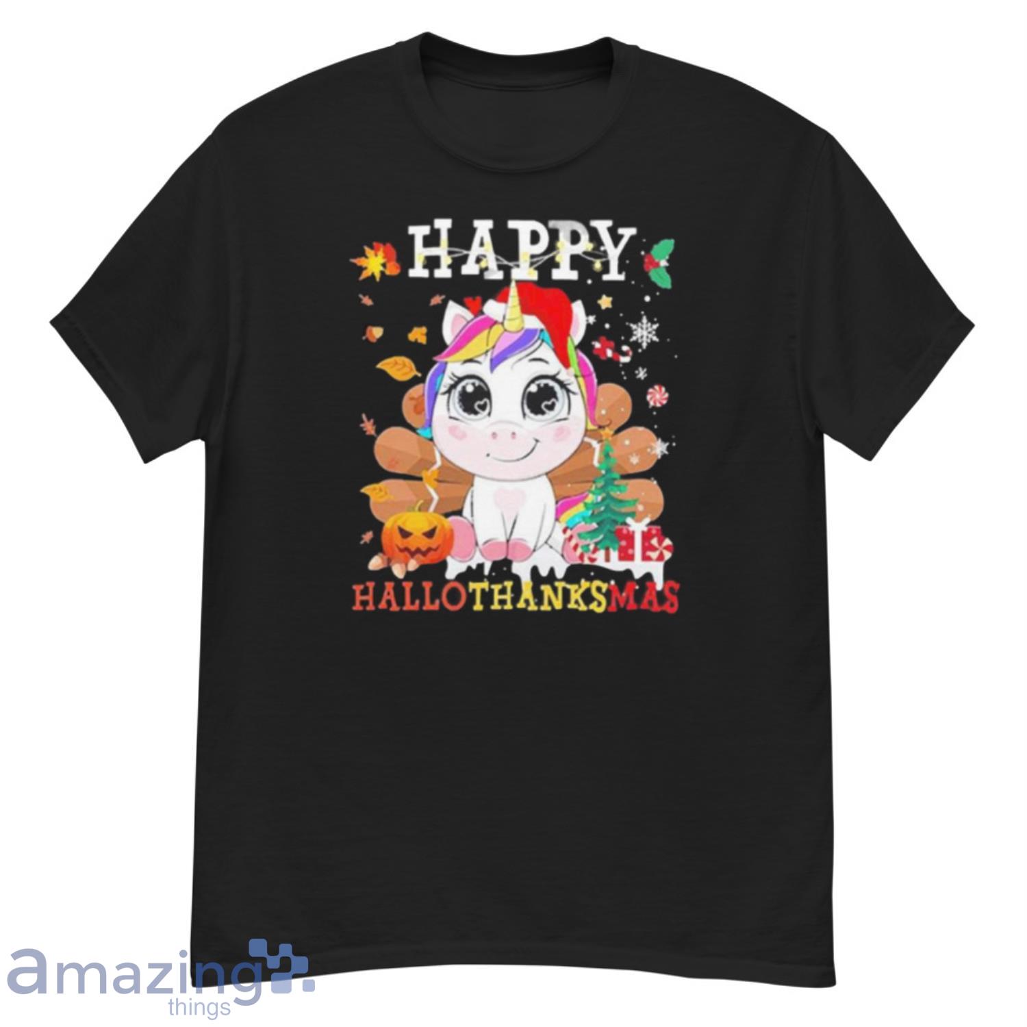 Unicorn Happy Hallothanksmas Christmas Shirt - G500 Men’s Classic T-Shirt