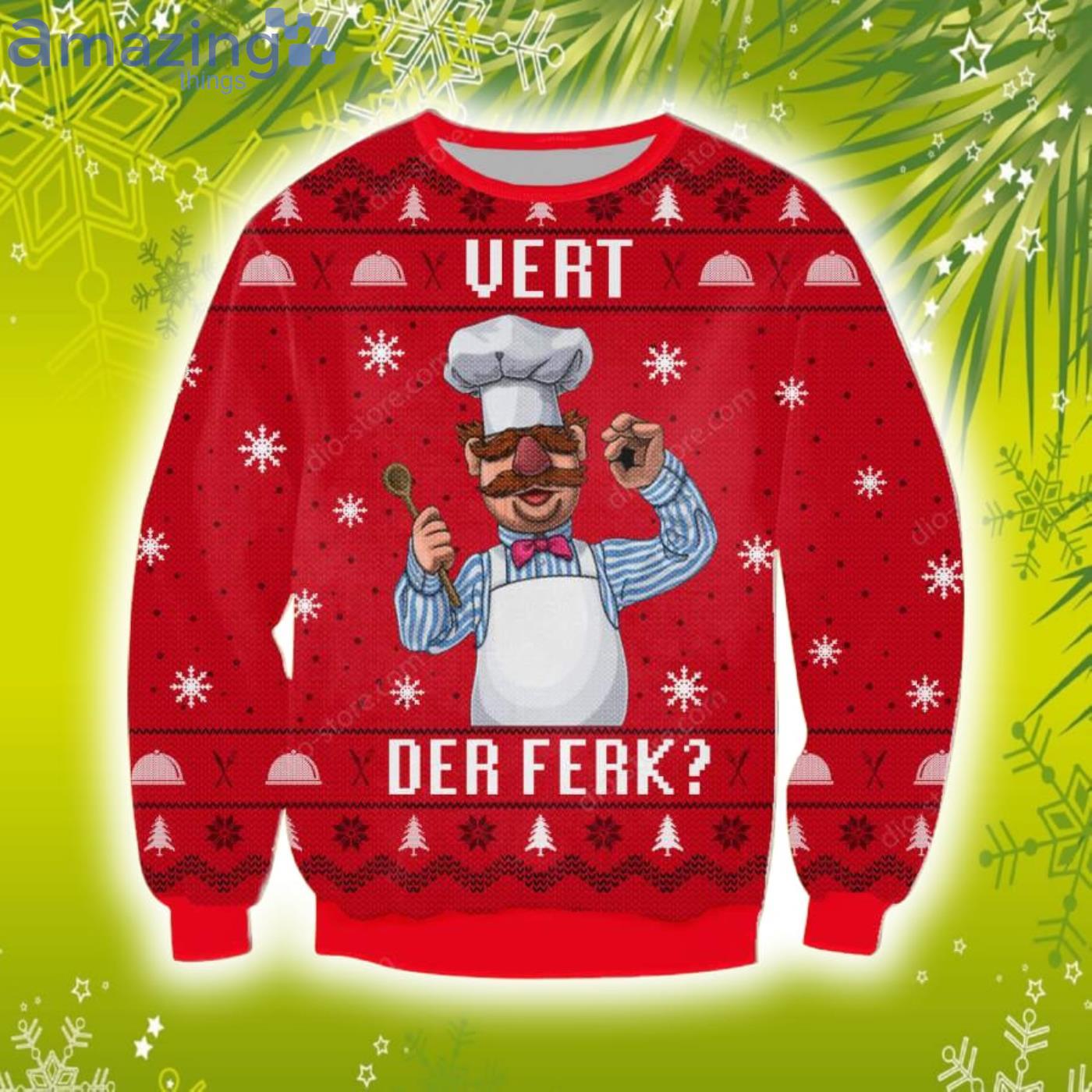 Vert Der Ferk Knitting Pattern 3D Print Ugly Sweater Sweatshirt Product Photo 1