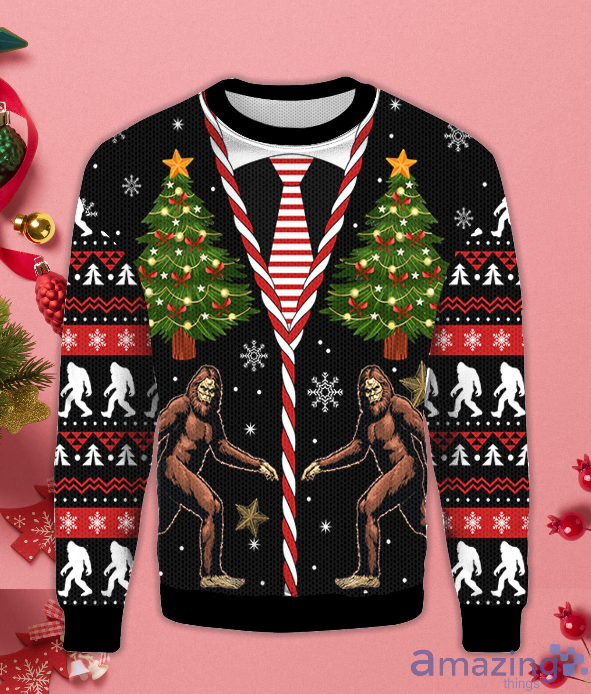 Vintage Bigfoot Ugly Christmas Sweater Product Photo 1
