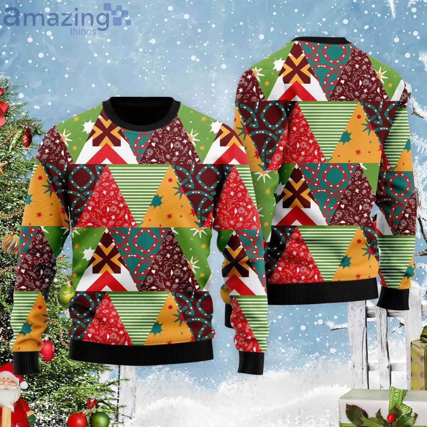 Vintage Triangles Colorful Xmas All Over Print Ugly Christmas Sweater Product Photo 1