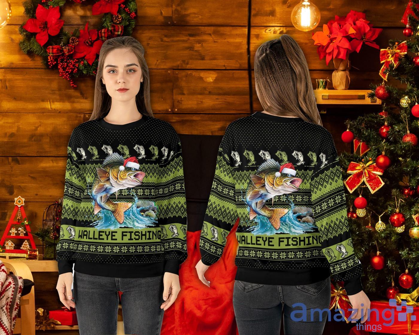 Walleye Fishing Ugly Christmas Sweater Product Photo 1
