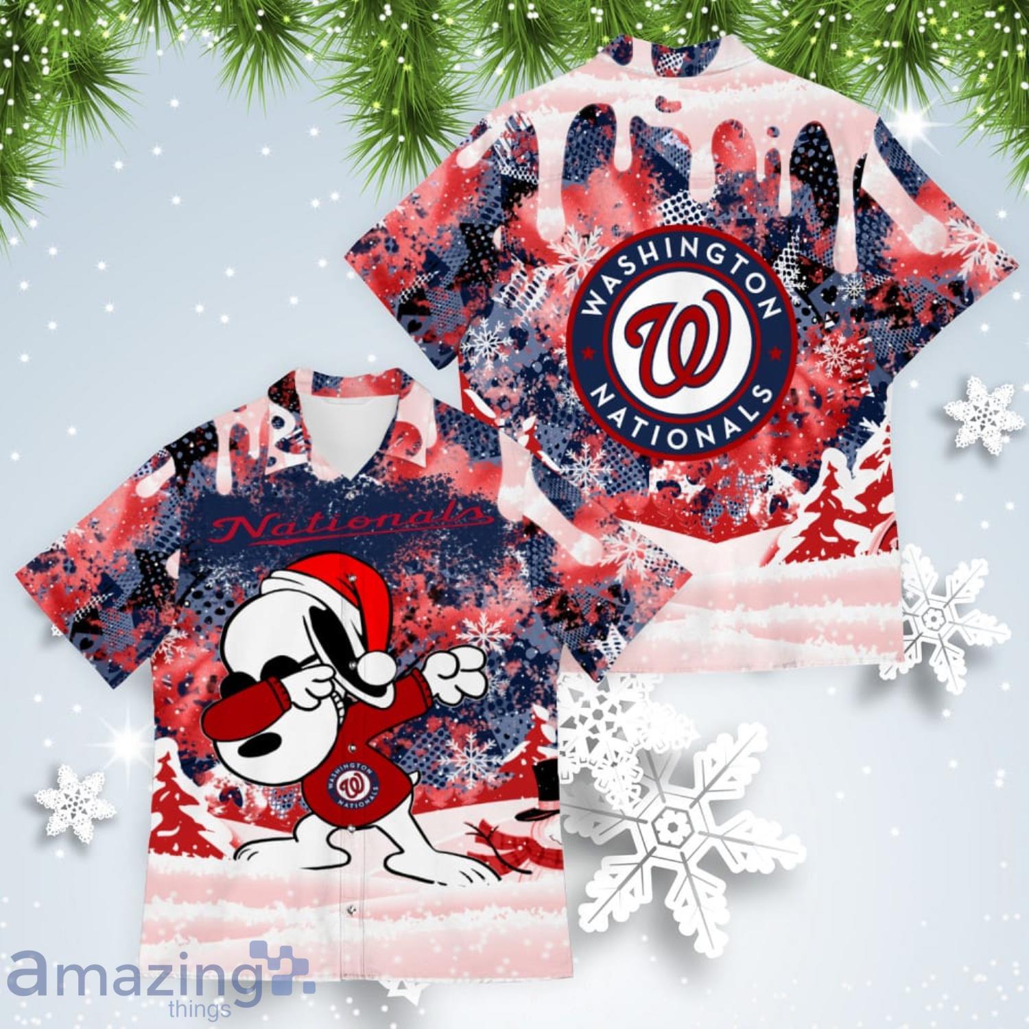 Washington Nationals Snoopy Dabbing The Peanuts American Christmas Dripping Hawaiian Shirt Product Photo 1