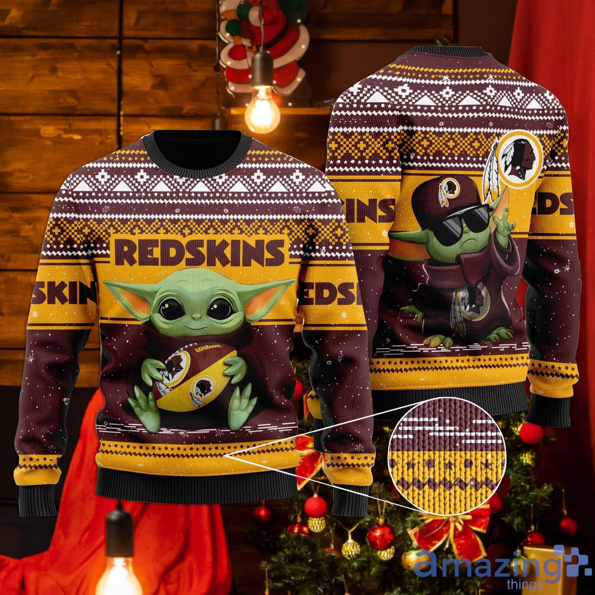 Washington Redskins Baby Yoda Ugly Christmas Sweater Product Photo 1 Washington Redskins Baby Yoda Ugly Christmas Sweater Product Photo 1