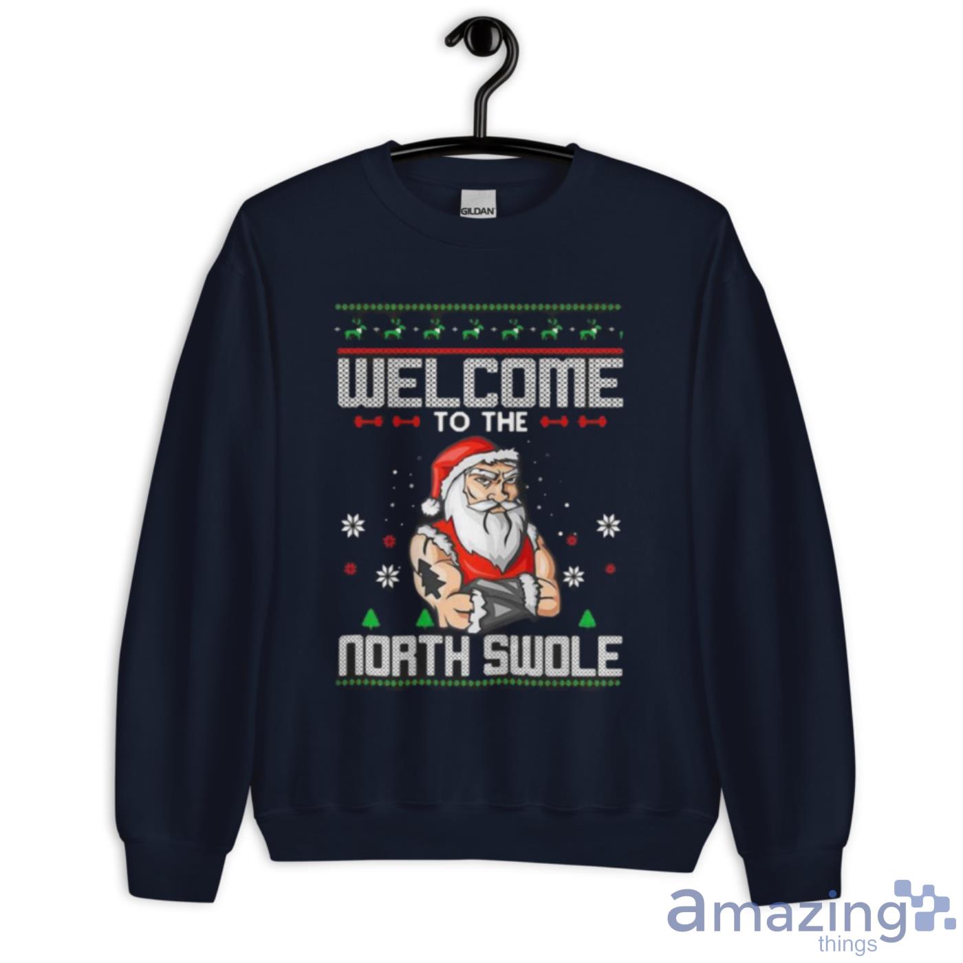 Welcome To The North Swole Hunk Ugly Christmas Shirt image Welcome To The North Swole Hunk Ugly Christmas Shirt - Unisex Crewneck Sweatshirt-1