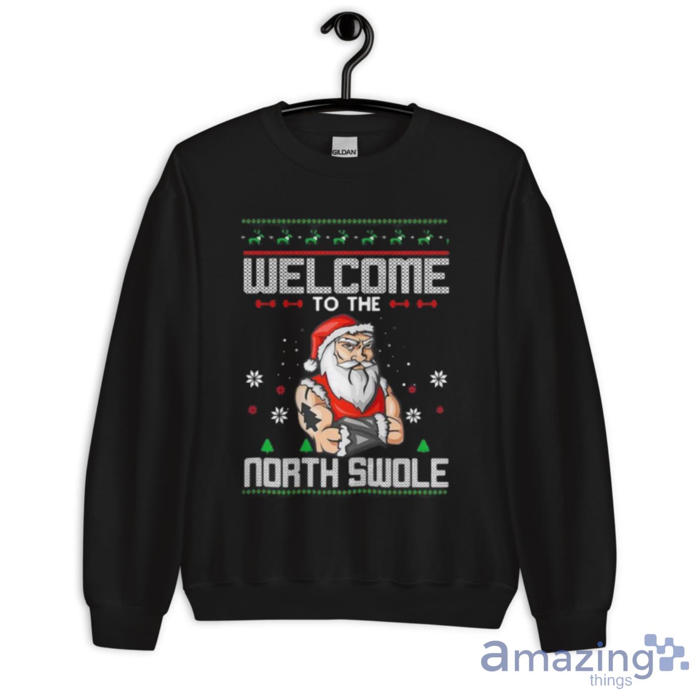 Welcome To The North Swole Hunk Ugly Christmas Shirt image Welcome To The North Swole Hunk Ugly Christmas Shirt - Unisex Crewneck Sweatshirt