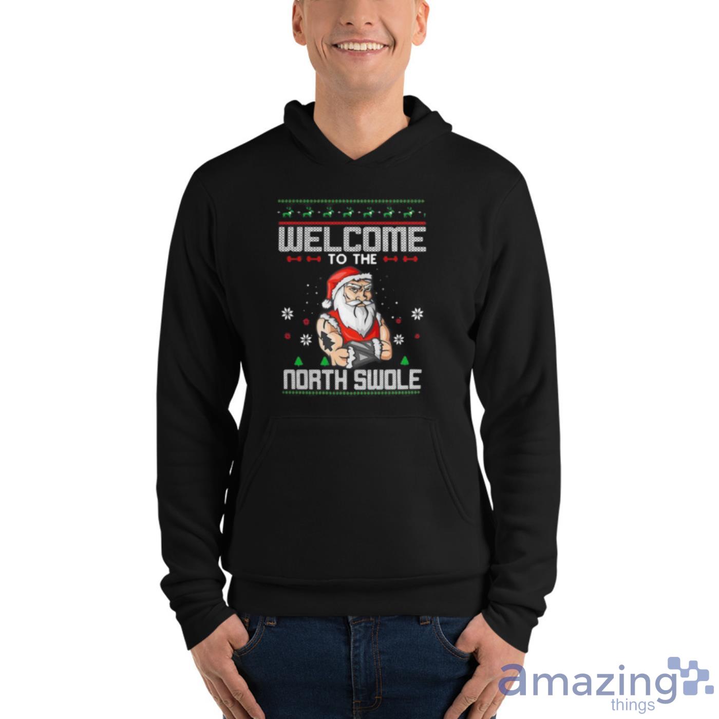 Welcome To The North Swole Hunk Ugly Christmas Shirt image Welcome To The North Swole Hunk Ugly Christmas Shirt - Unisex Fleece Pullover Hoodie