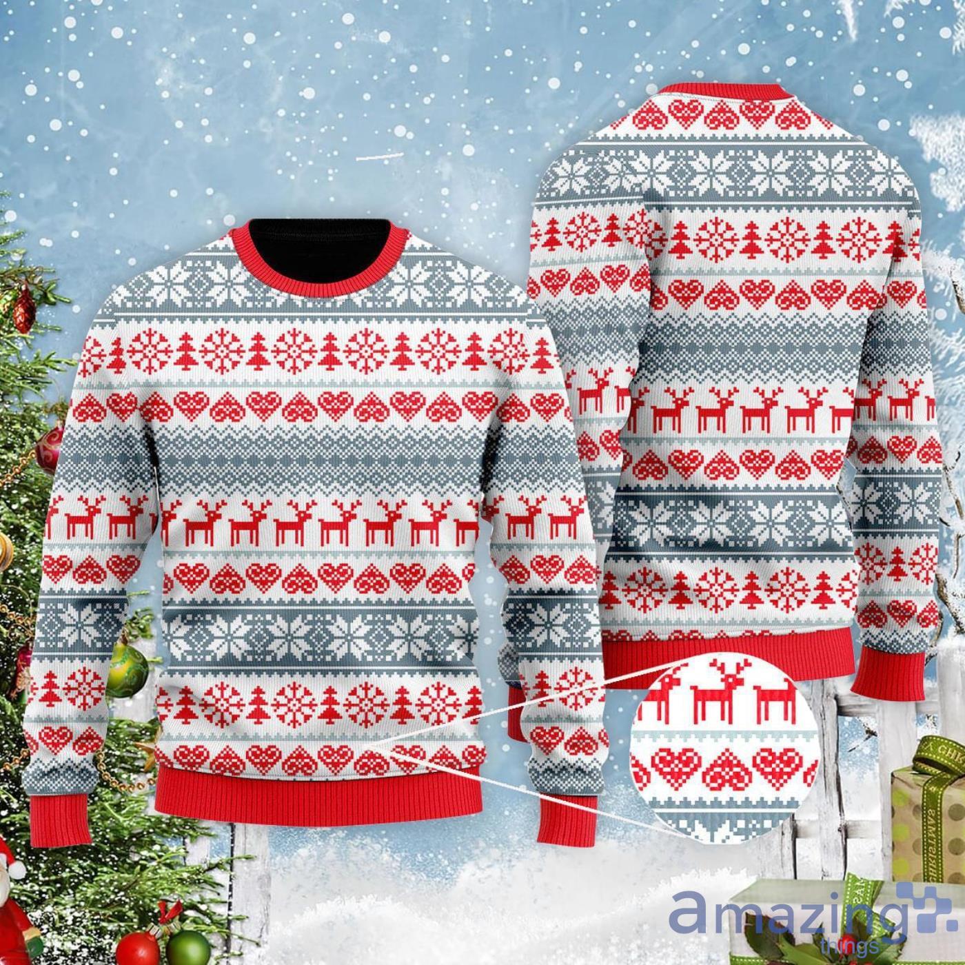 Winter Christmas Red Grey Style Ugly Christmas Sweater Product Photo 1