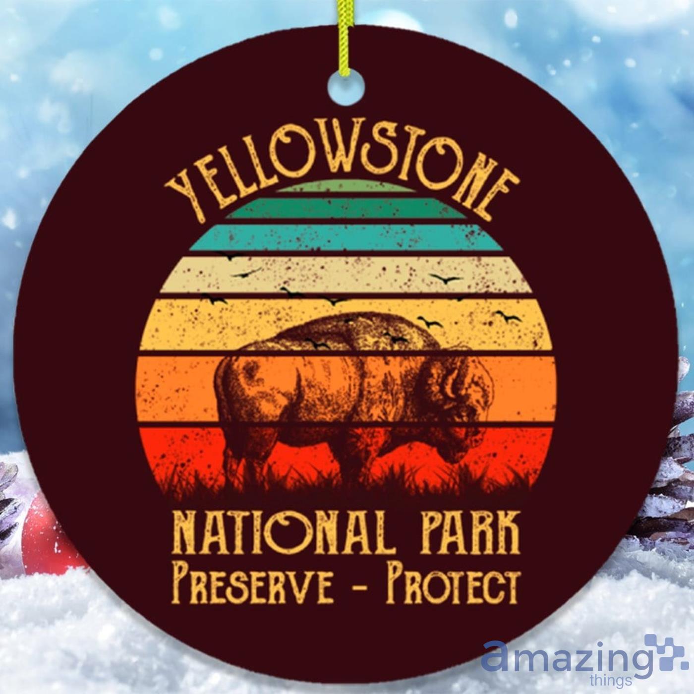 Yellowstone National Park Retro Bison Christmas Gift Christmas Ornament Product Photo 1 Yellowstone National Park Retro Bison Christmas Gift Christmas Ornament Product Photo 1