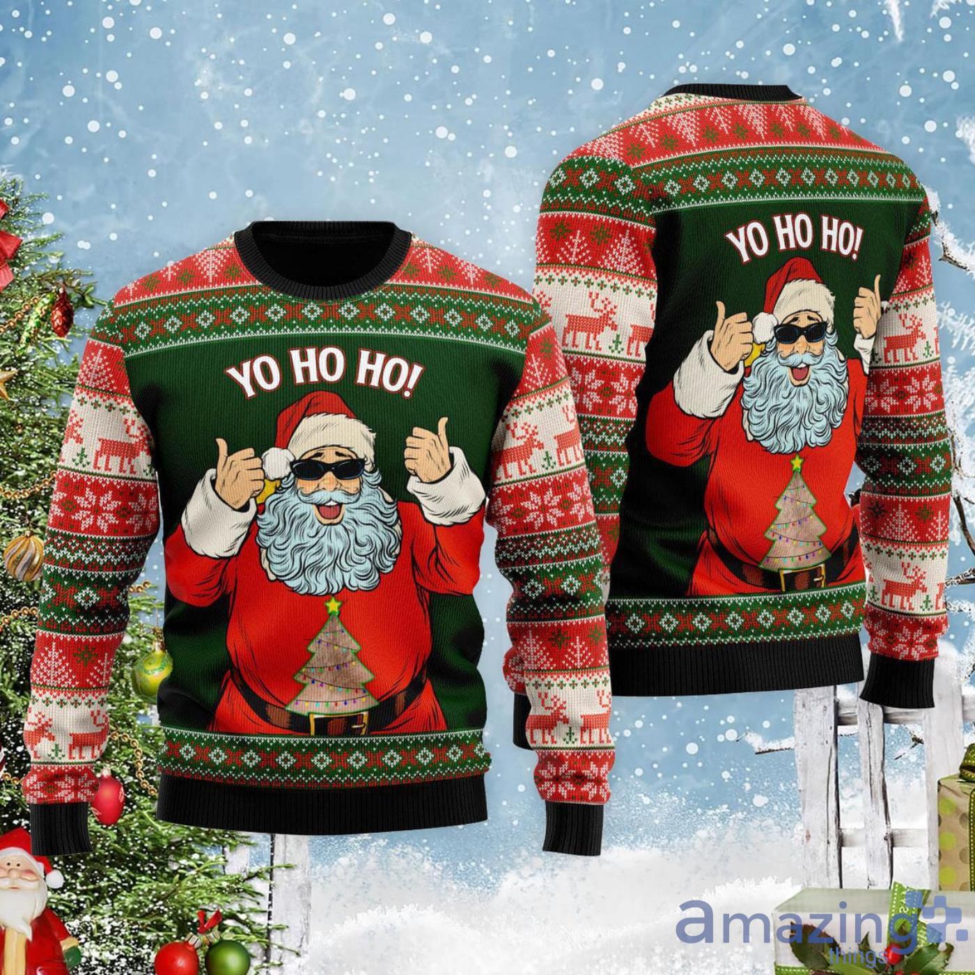 Yo Ho Ho Santa Sunglasses Funny Ugly Christmas Sweater Product Photo 1