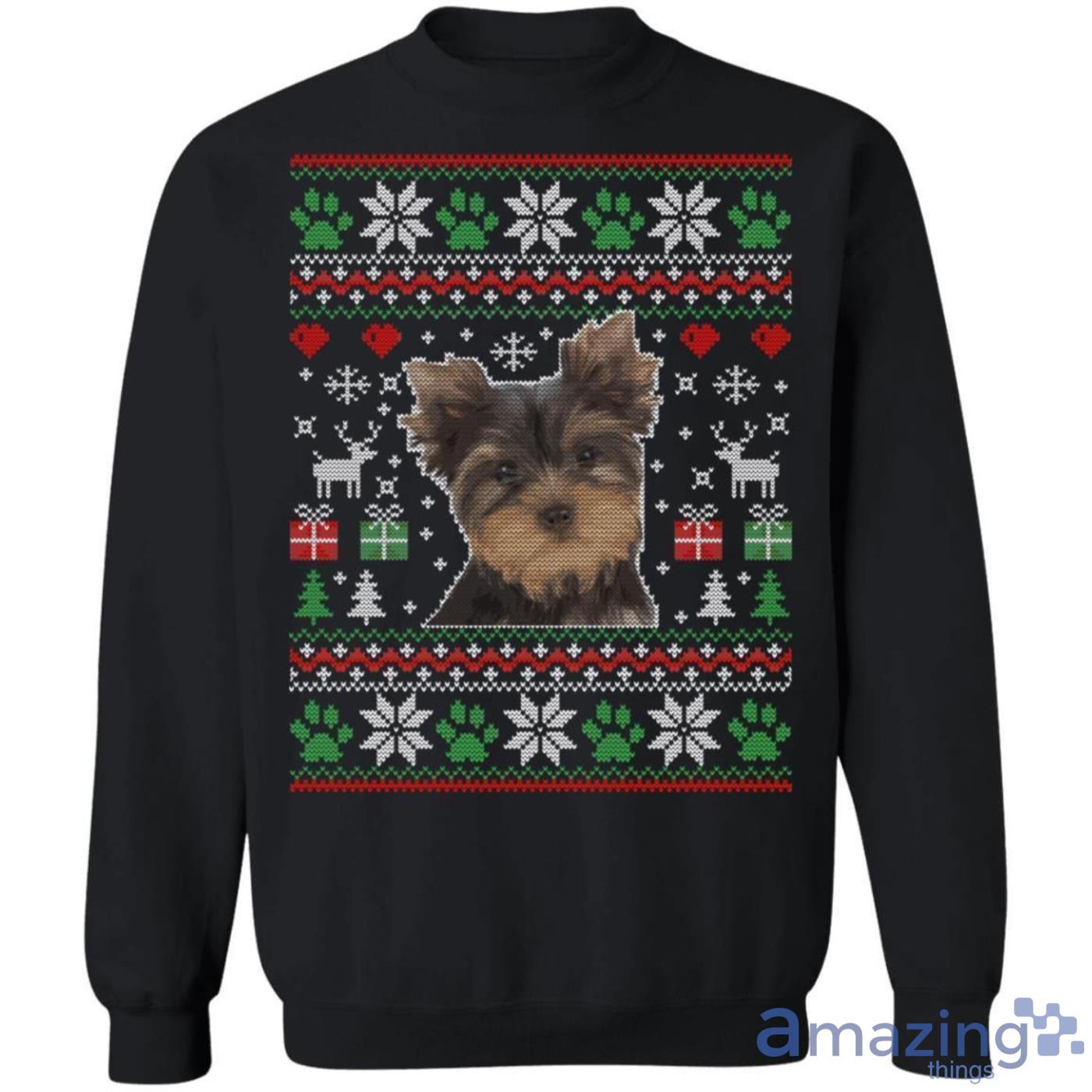 Yorkshire Dog Ugly Sweater Style Christmas Sweatshirt Product Photo 1
