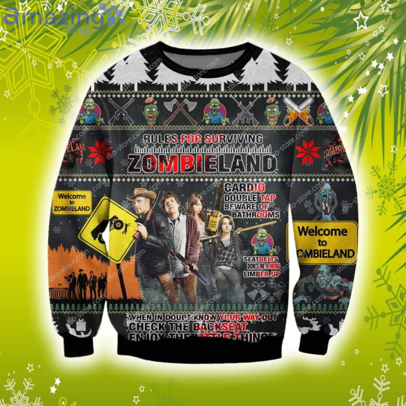 Zombieland Comedy Film 3D Christmas Knitting Pattern Ugly Sweater Sweatshirt Product Photo 1