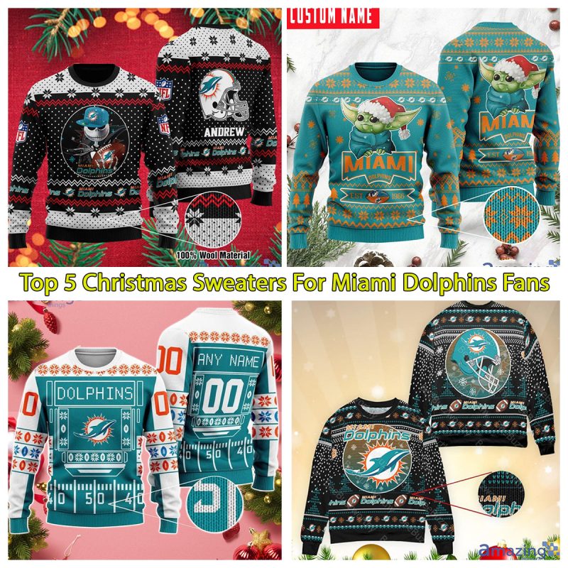 Top 5 Christmas Sweaters For Miami Dolphins Fans
