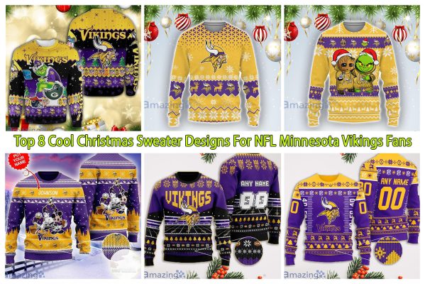 Top 8 Cool Christmas Sweater Designs For NFL Minnesota Vikings Fans