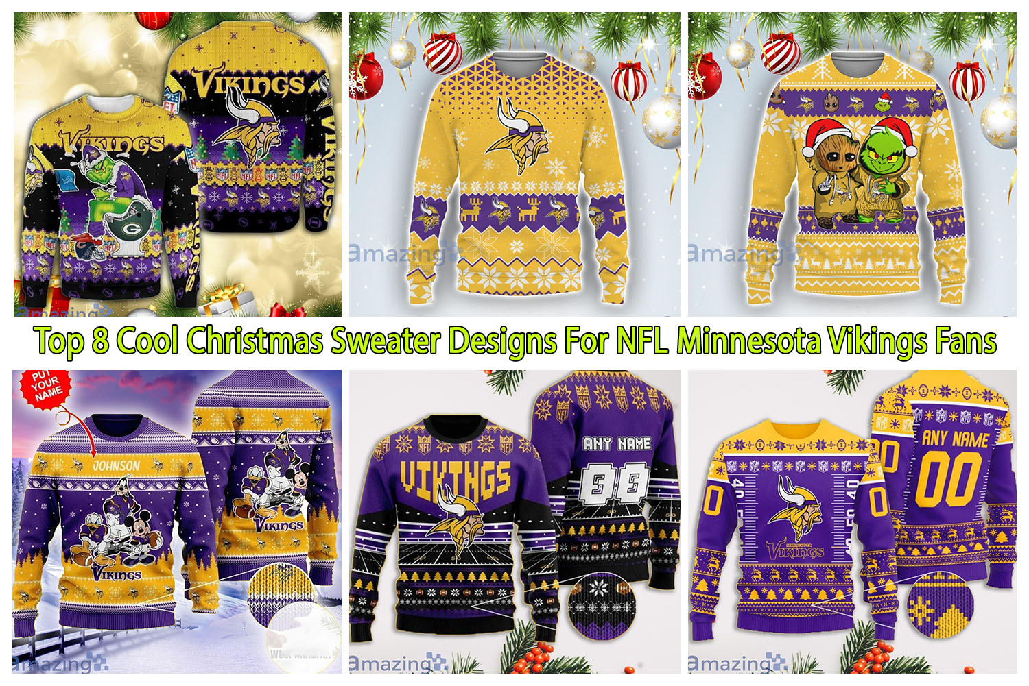 Funny Mickey Mouse Minnesota Vikings Disney Ugly Christmas Sweater