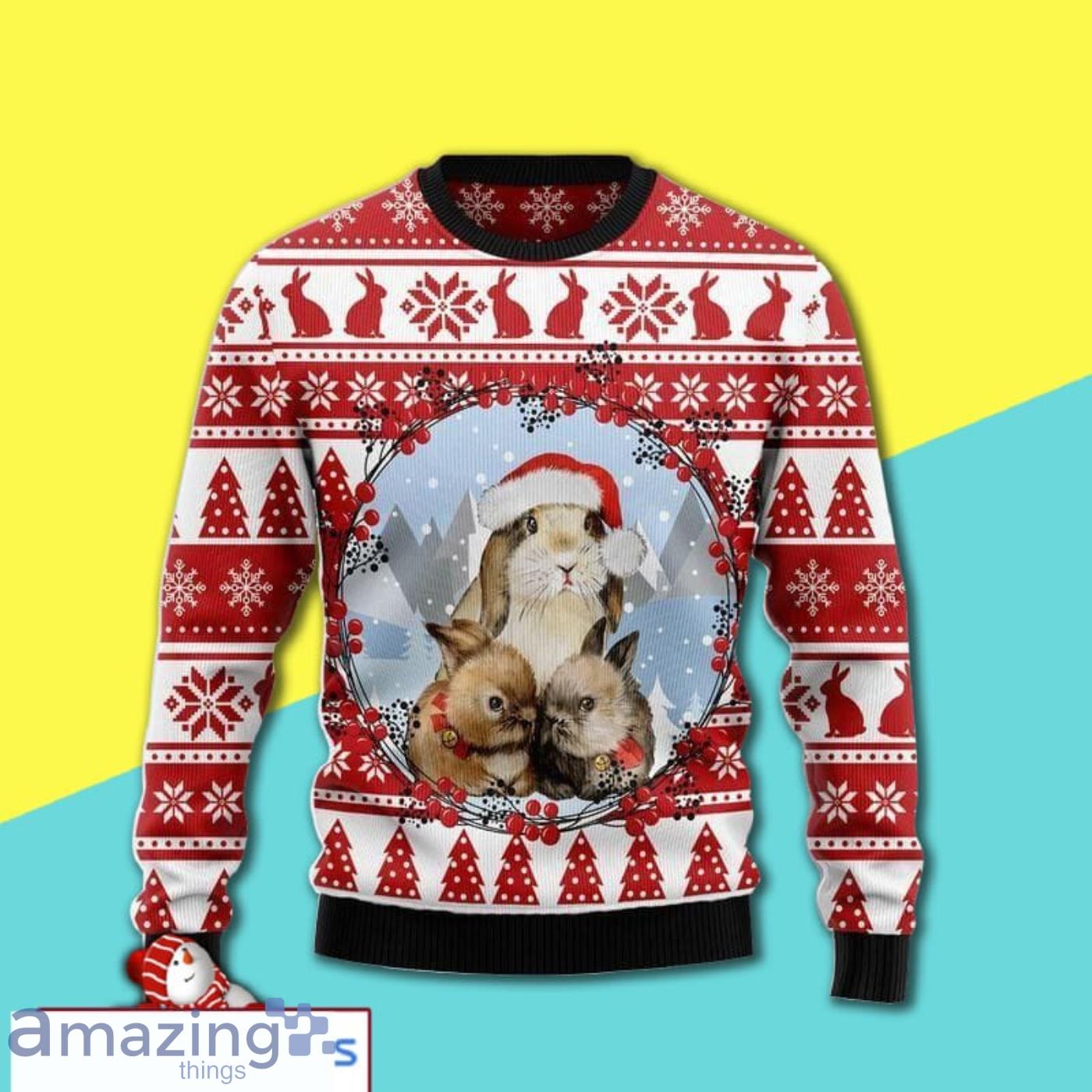 Adorable Bunny Awesome Ugly Christmas Sweater 3D Shirt Product Photo 1