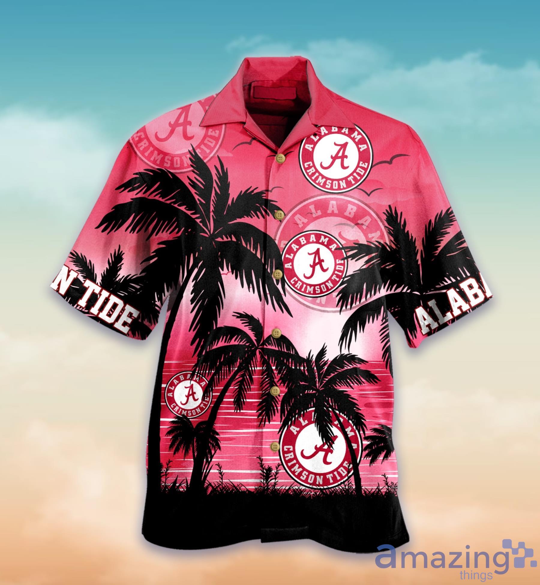 Alabama Crimson Tide Palm Tree Hawaiian Shirt For Fans Product Photo 1