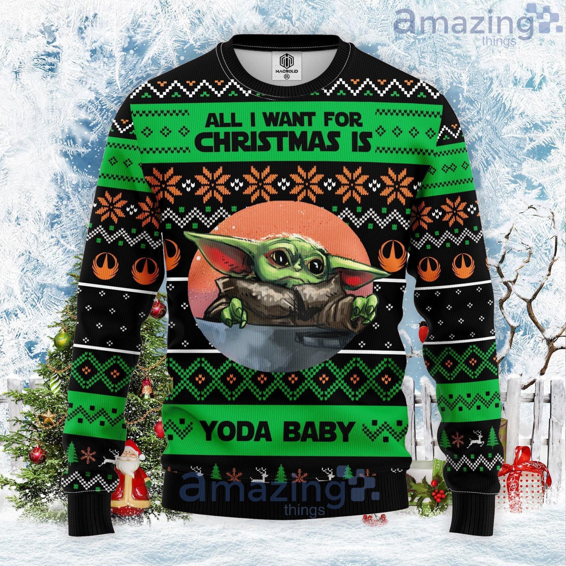 All I Want For Christmas Is Baby Yoda Noel Christmas Gift Ugly Christmas Sweater Product Photo 1
