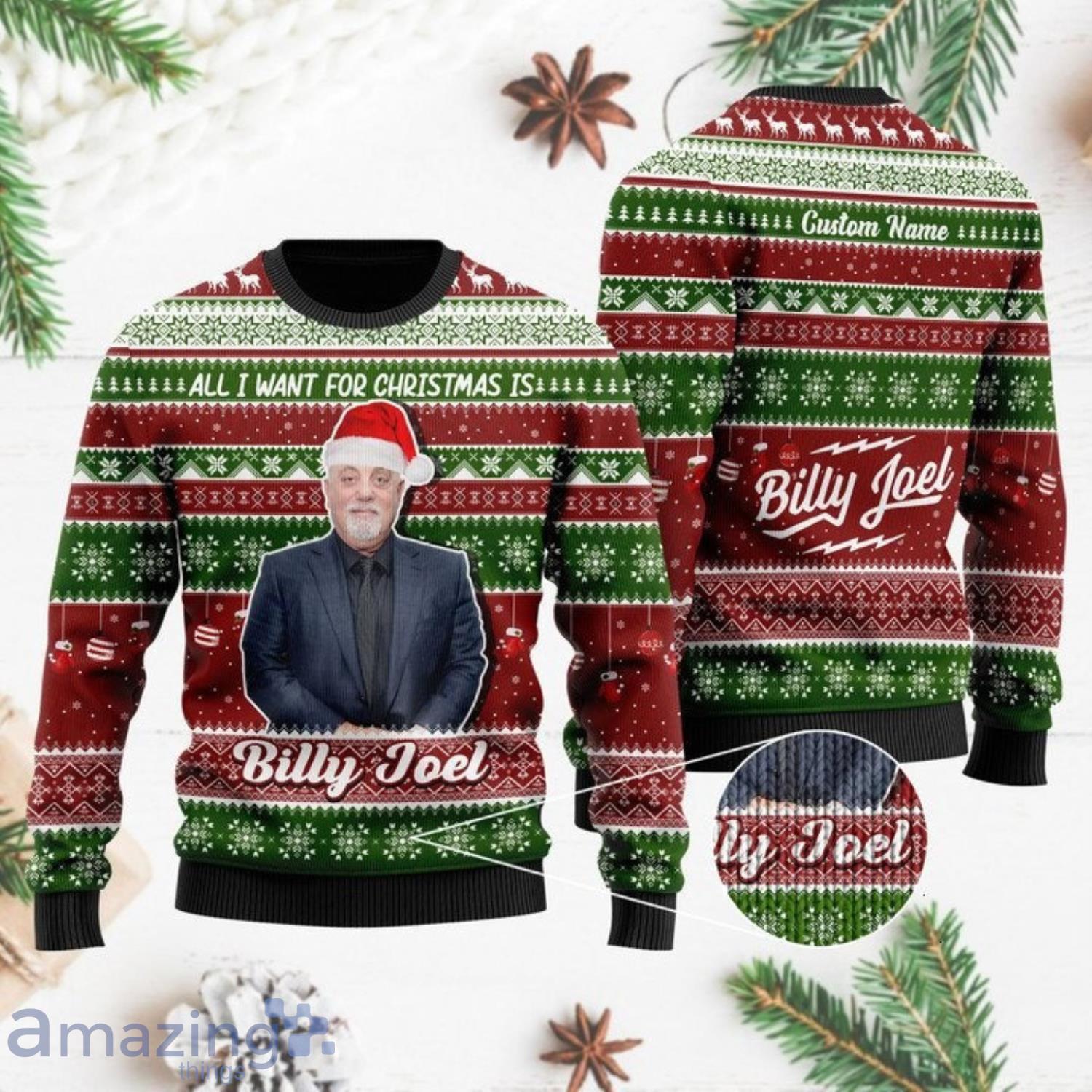All I Want For Christmas Is Billy Joel Ugly Christmas Sweater Product Photo 1