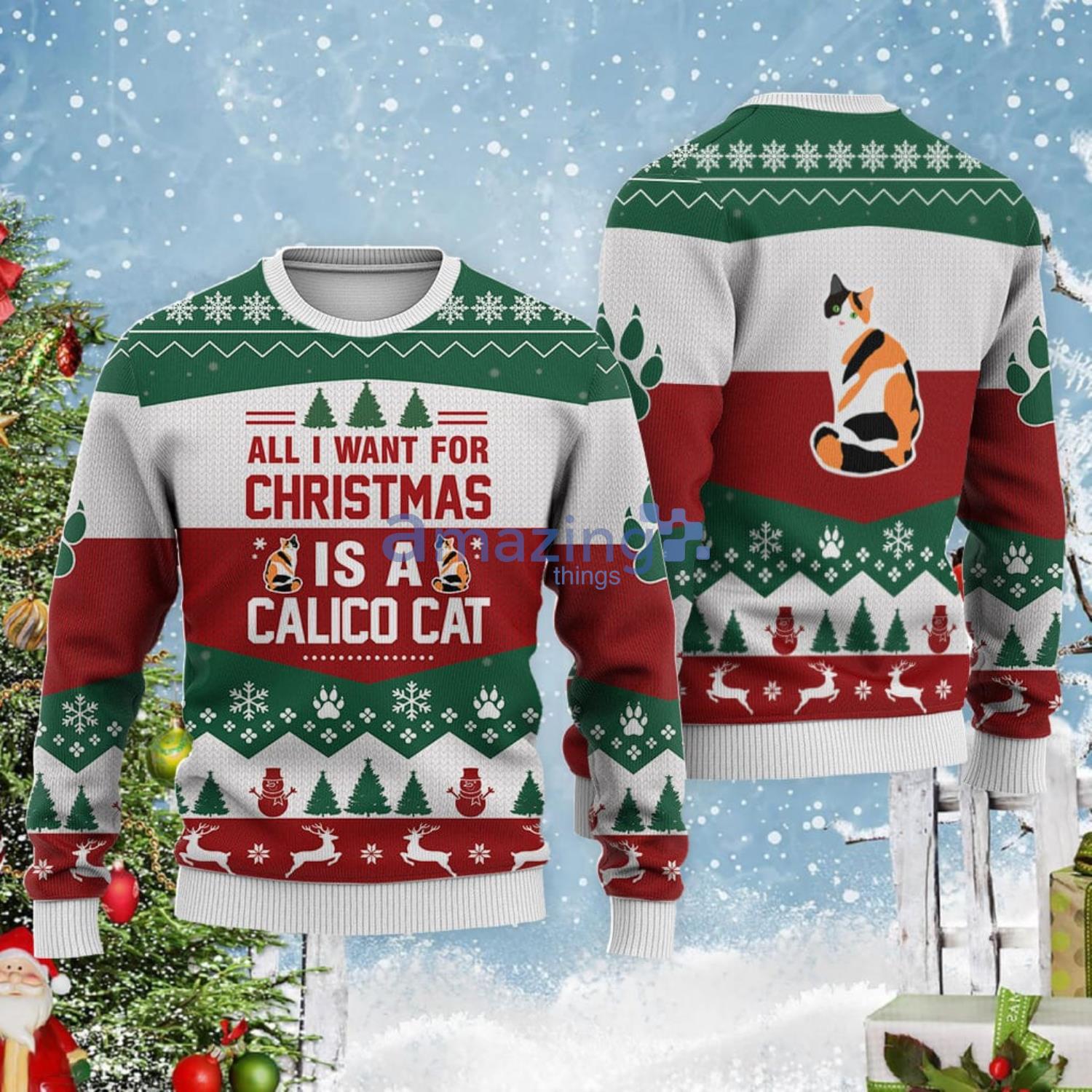 calico cat christmas sweater