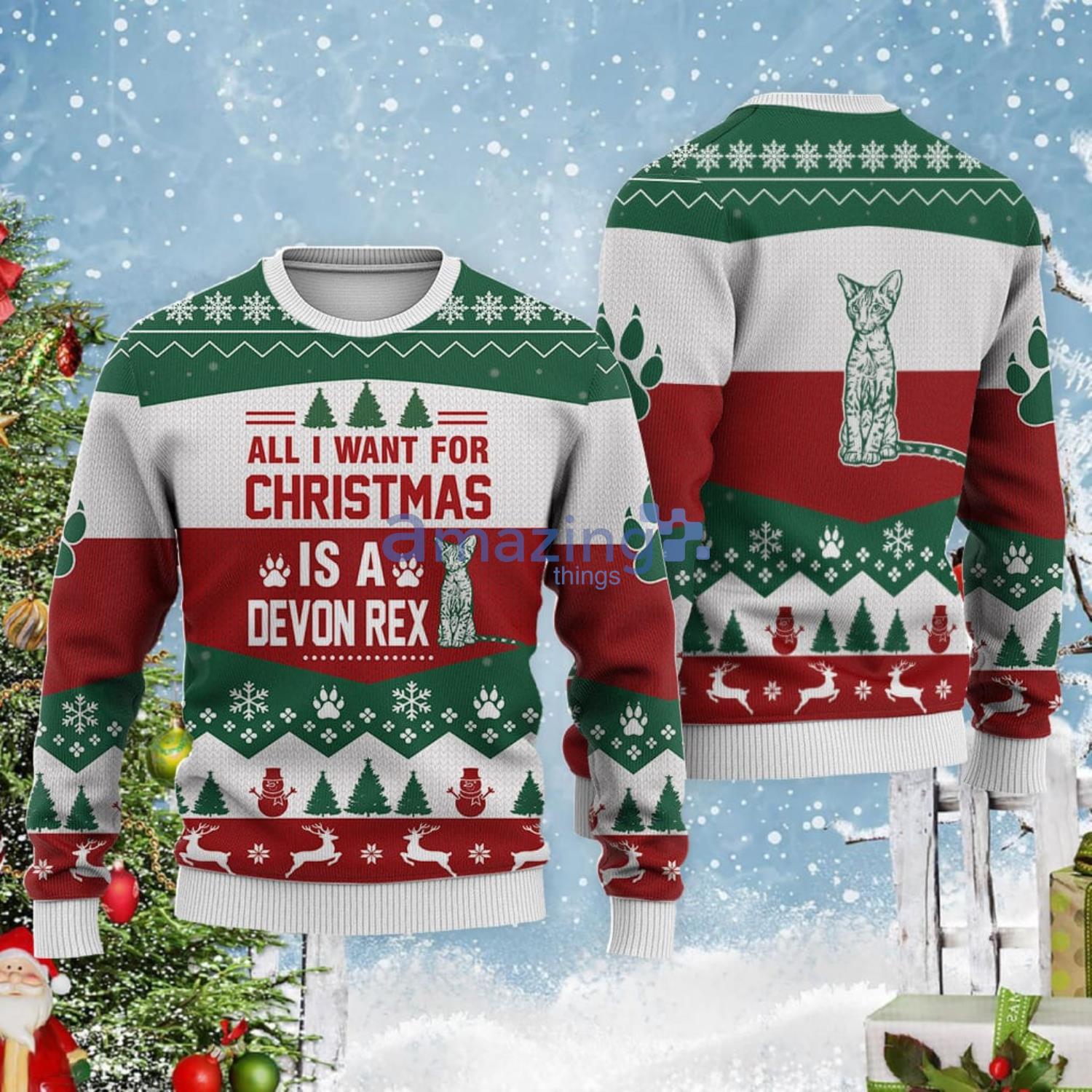 All I Want For Christmas Is Devon Rex Cat Christmas Gift Ugly Christmas Sweater Product Photo 1 All I Want For Christmas Is Devon Rex Cat Christmas Gift Ugly Christmas Sweater Product Photo 1