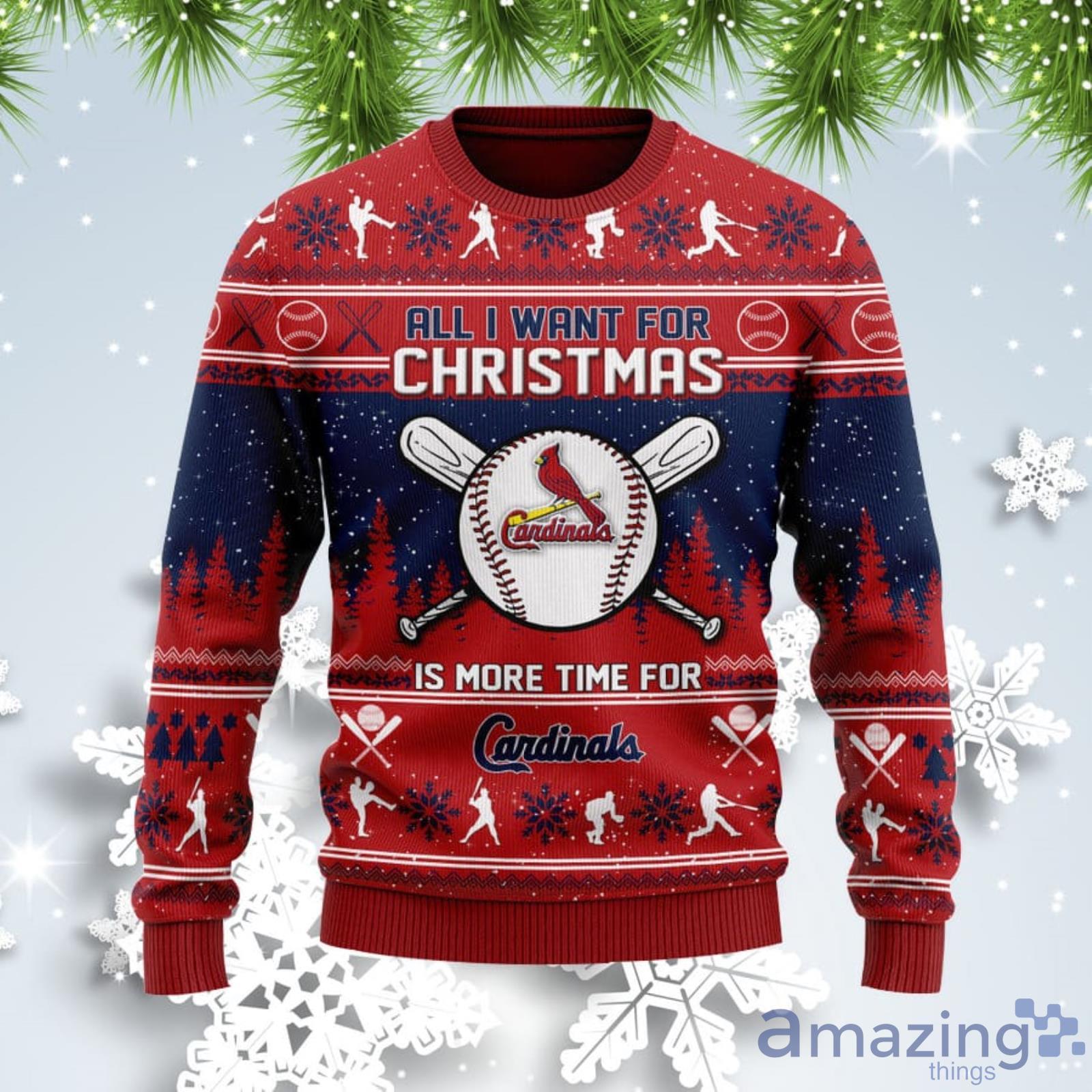 All I Want For Christmas Is More Time For Cadinals Ugly Christmas Sweater Product Photo 1
