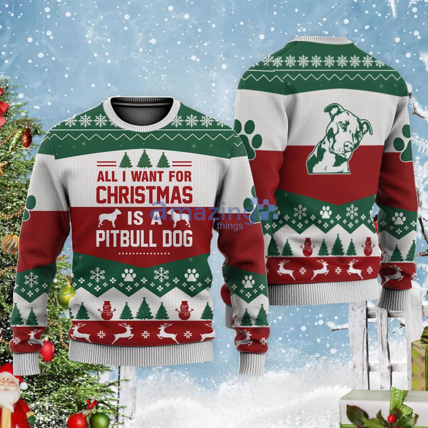 pitbull dog christmas sweater