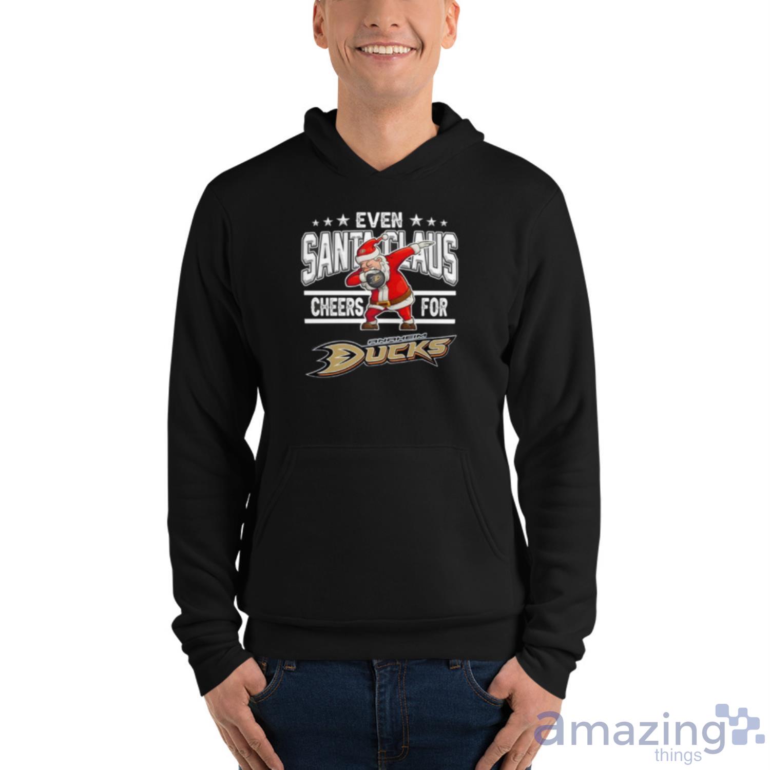 Anaheim Ducks Even Santa Claus Cheers For Christmas NHL Shirt For Fans image Anaheim Ducks Even Santa Claus Cheers For Christmas NHL Shirt For Fans - Unisex Fleece Pullover Hoodie
