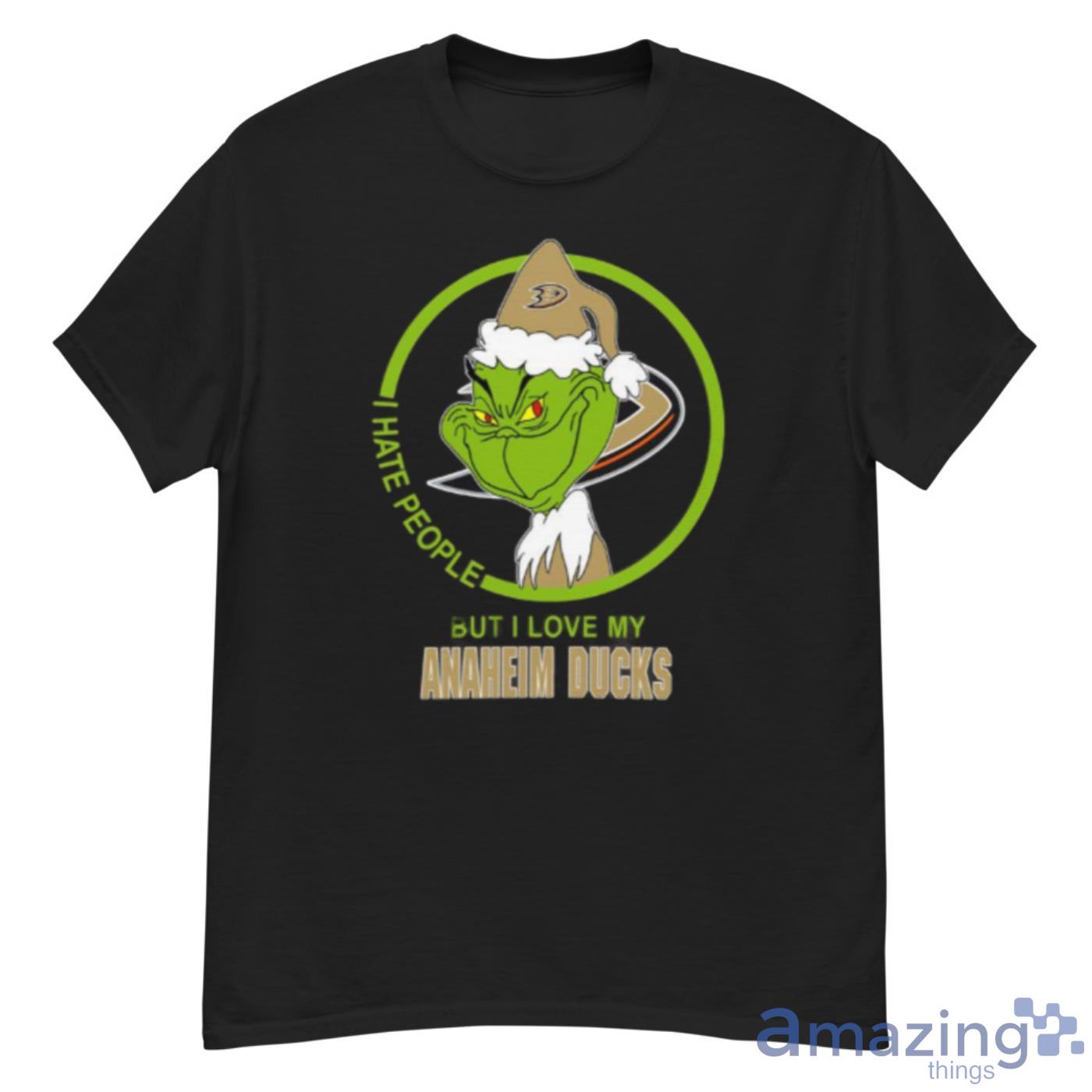 Anaheim Ducks NHL Christmas Grinch I Hate People But I Love My Favorite Hockey Team Shirt - G500 Men’s Classic T-Shirt