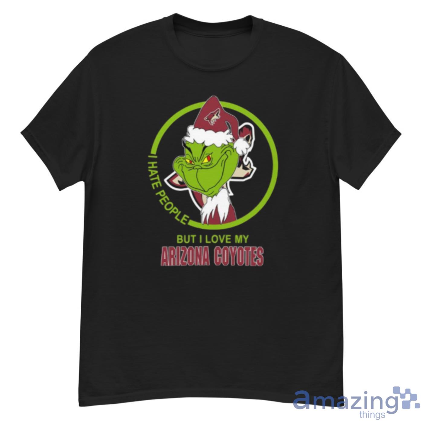 Arizona Coyotes NHL Christmas Grinch I Hate People But I Love My Favorite Hockey Team Shirt - G500 Men’s Classic T-Shirt
