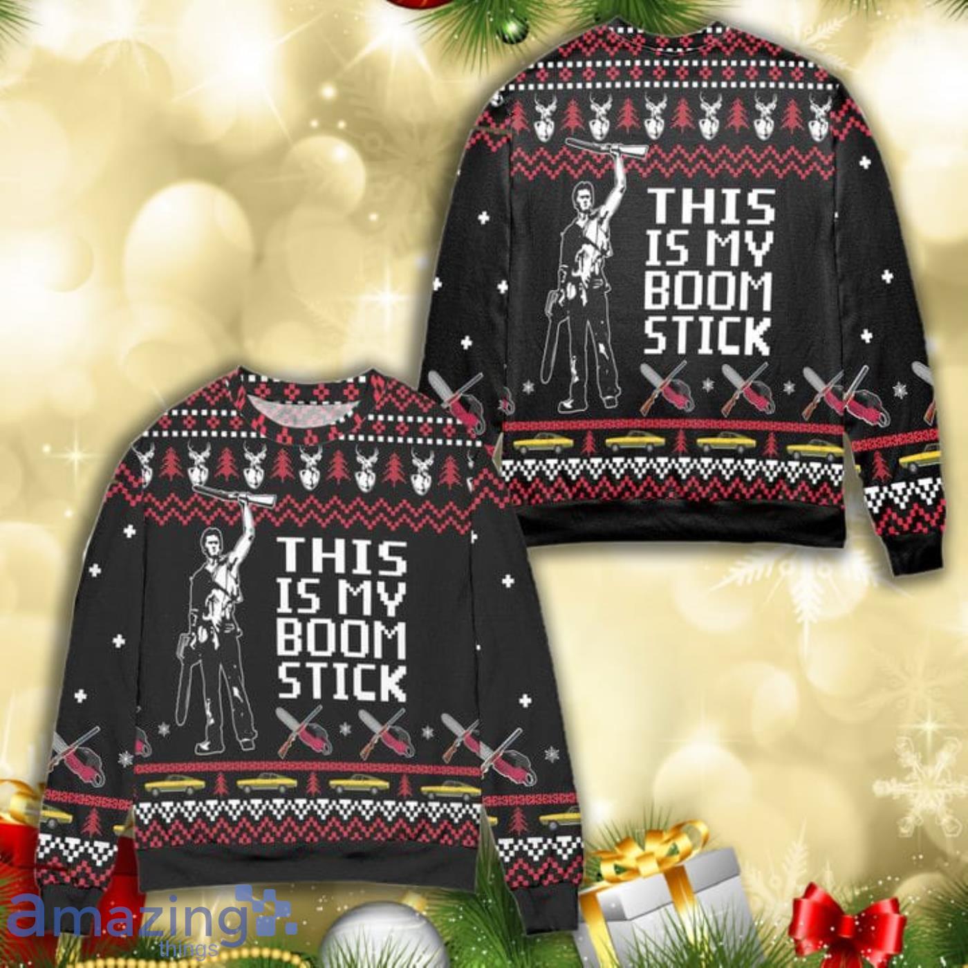 Ash Army Of Darkness This Is My Boomstick All Over Print 3D Ugly Christmas Sweater Product Photo 1