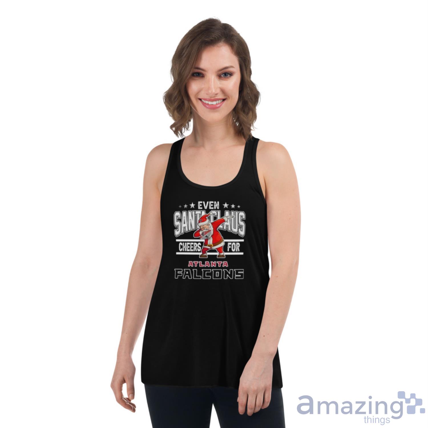 Atlanta Falcons Even Santa Claus Cheers For Christmas NFL Shirt For Fans image Atlanta Falcons Even Santa Claus Cheers For Christmas NFL Shirt For Fans - Womens Flowy Racerback Tank