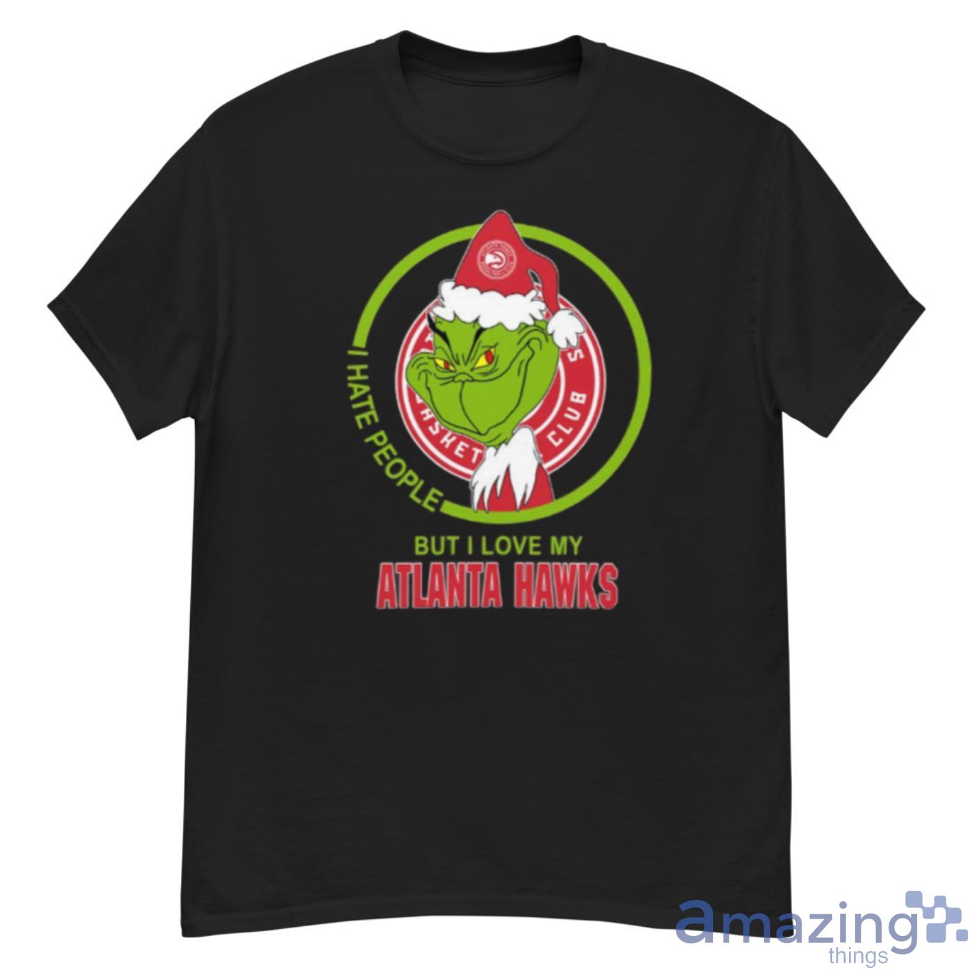 Atlanta Hawks NBA Christmas Grinch I Hate People But I Love My Favorite Basketball Team Shirt - G500 Men’s Classic T-Shirt