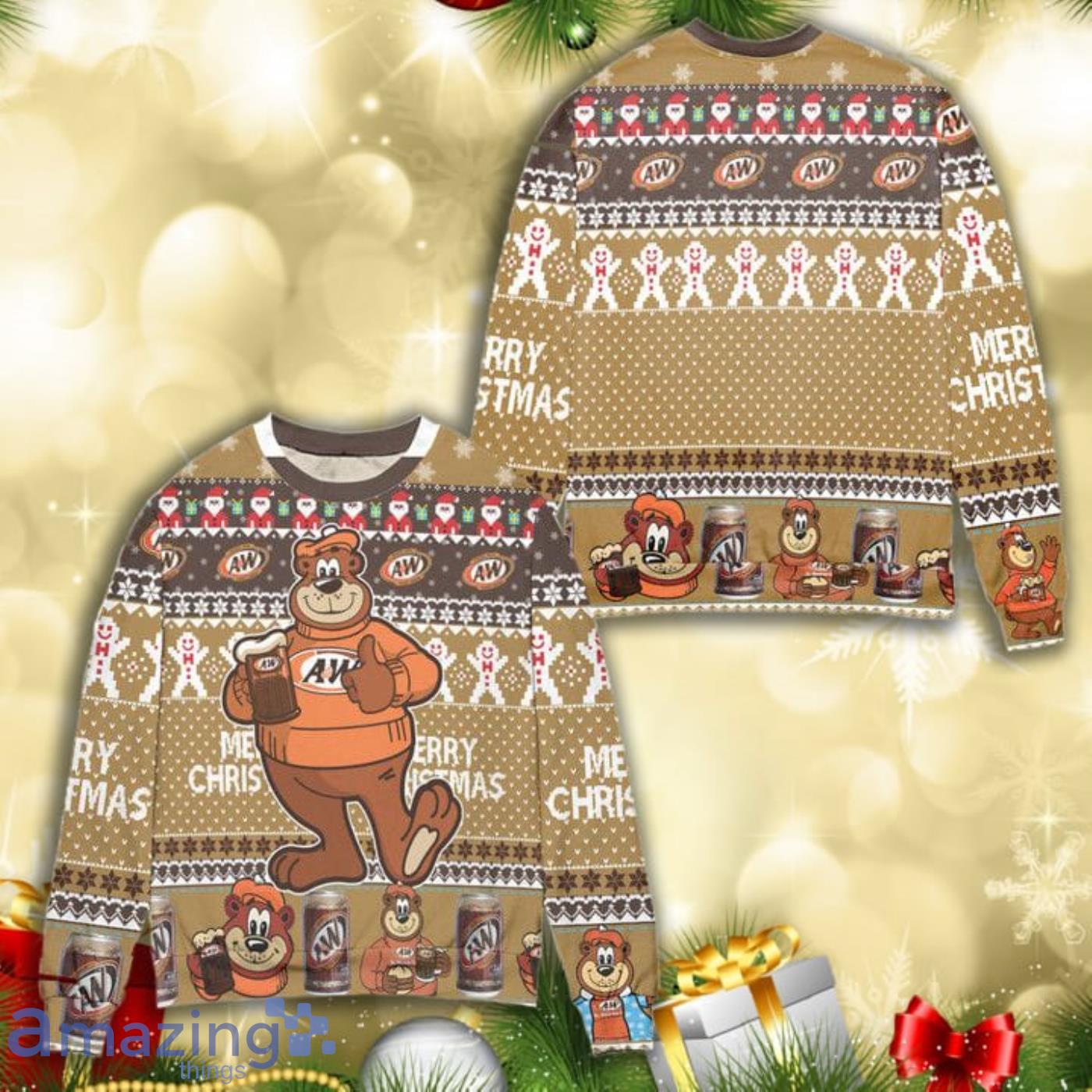 Aw Root Beer Snowflake Pattern All Over Print 3D Ugly Christmas Sweater Product Photo 1