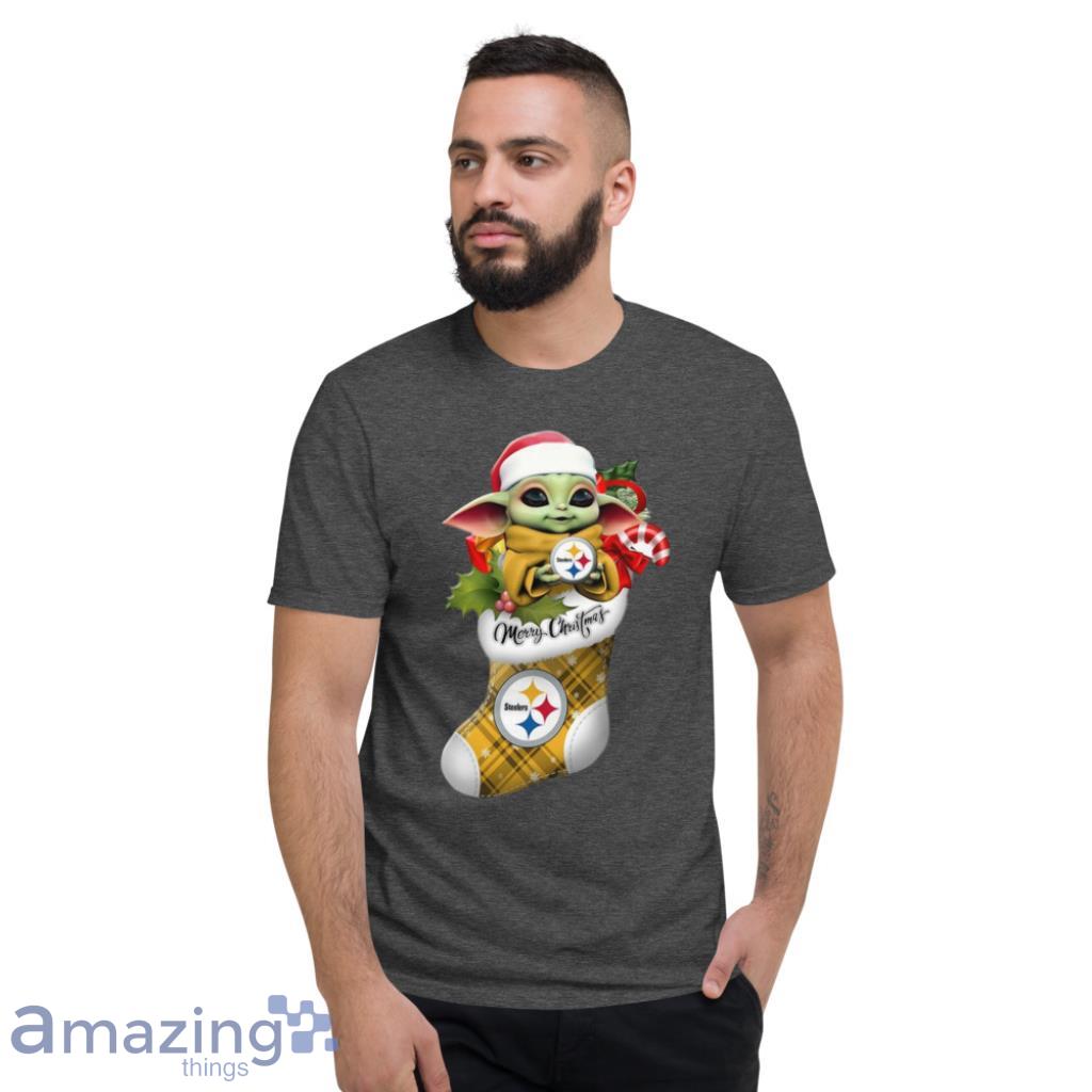 Baby Yoda Hug Pittsburgh Steelers Ornament Merry Christmas Shirt