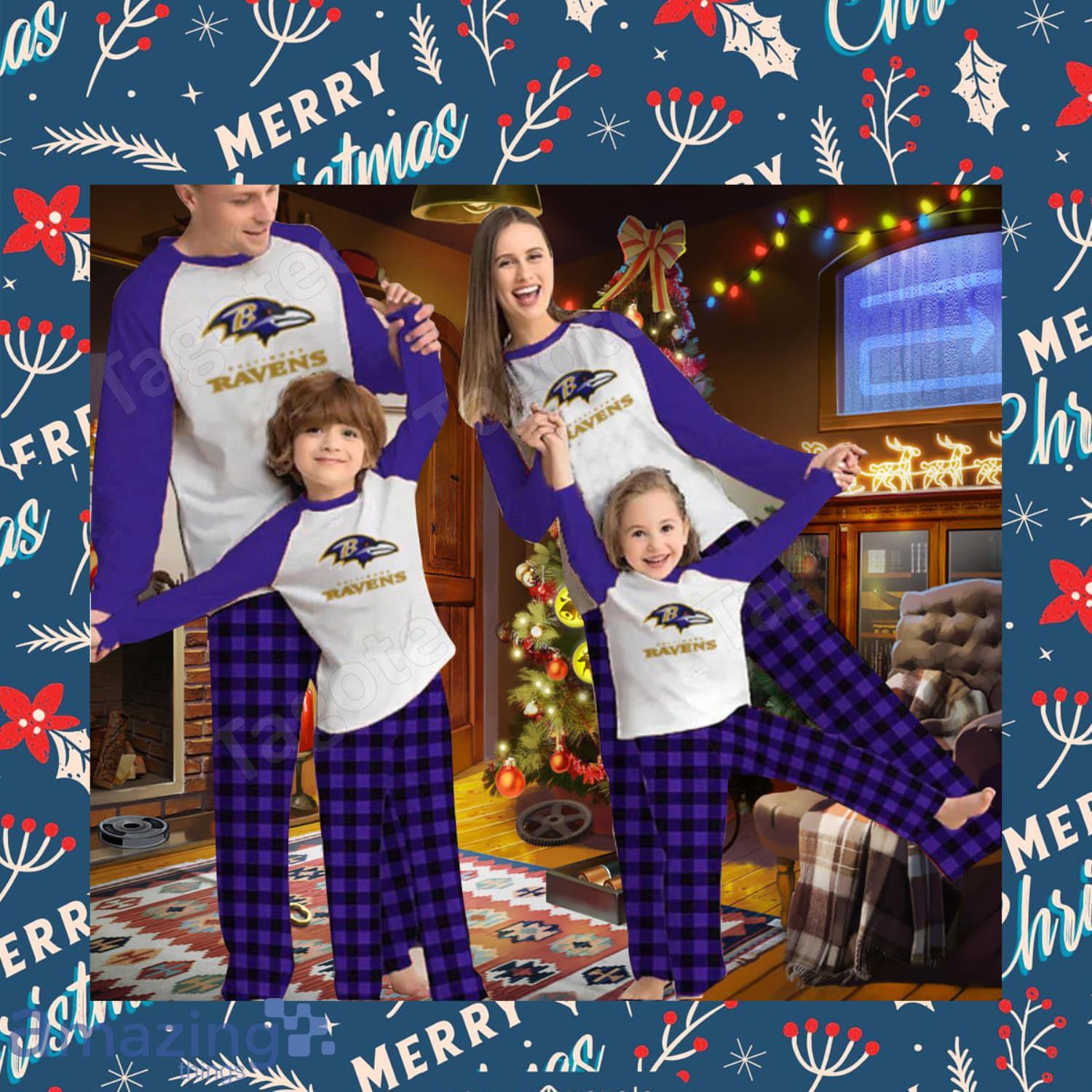 Baltimore Ravens NFL Christmas Plaid Family Pajamas Set Gift For