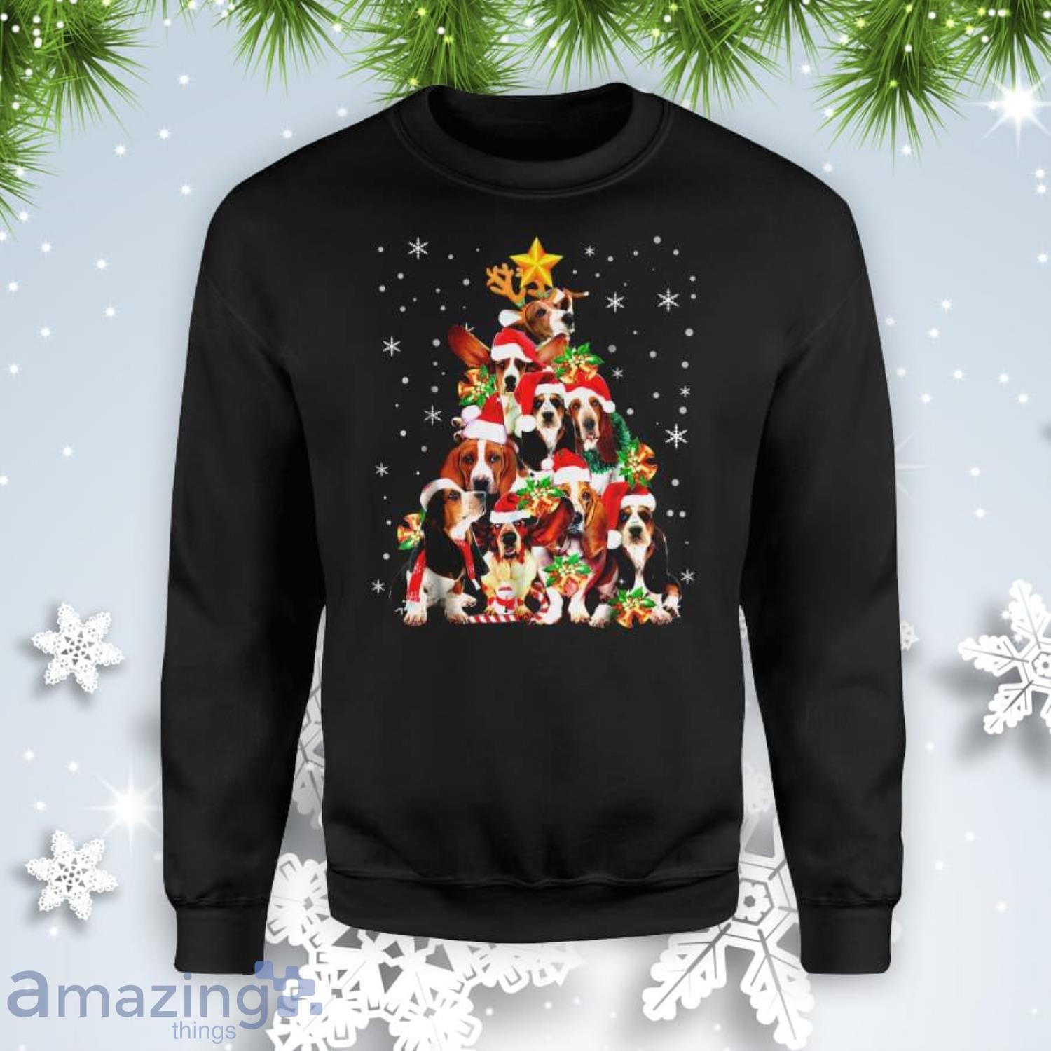 Basset Hound Xmas Tree Gift For Dog Christmas Sweatshirt Product Photo 1