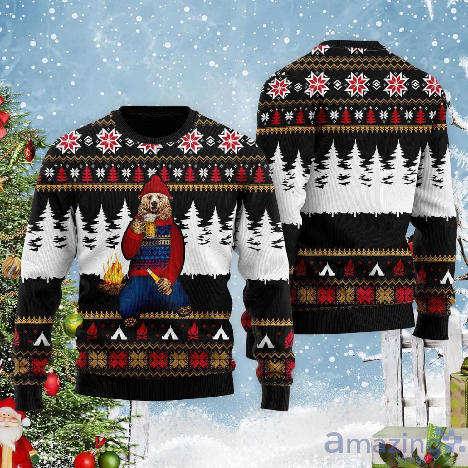 Bear Campfire Christmas Gift Ugly Christmas Sweater Product Photo 1