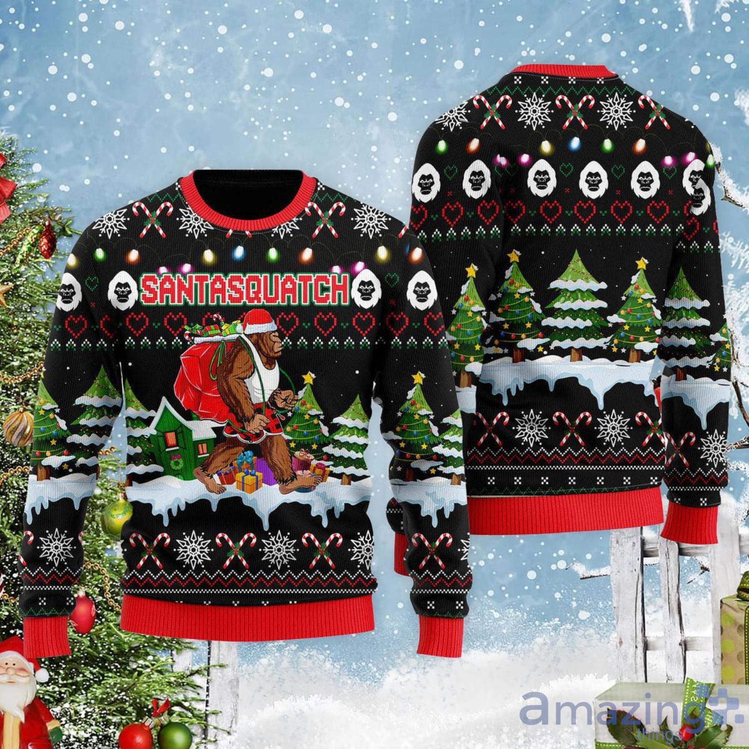 Bigfoot Christmas Santasquatch Christmas Gift Ugly Christmas Sweater Product Photo 1