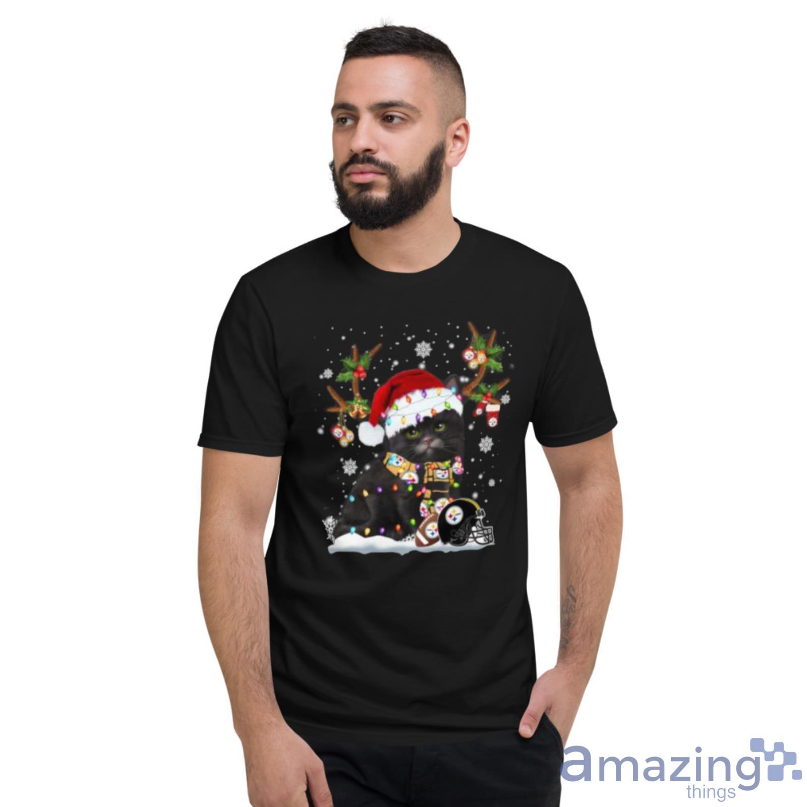 Black Cat Santa Pittsburgh Steelers Christmas shirt, hoodie