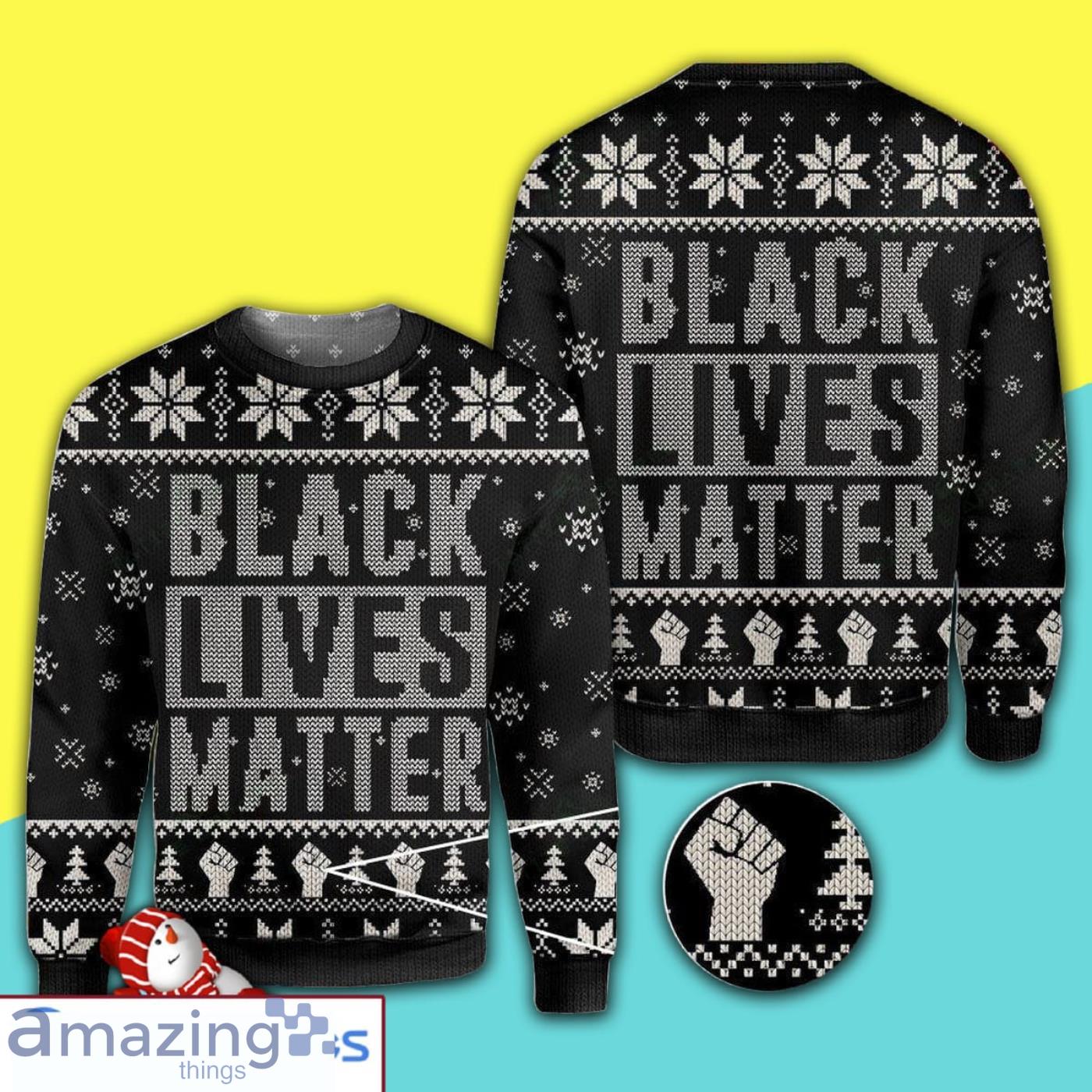 Black Lives Matter Christmas Merry Christmas All Over Print Ugly Sweater Product Photo 1