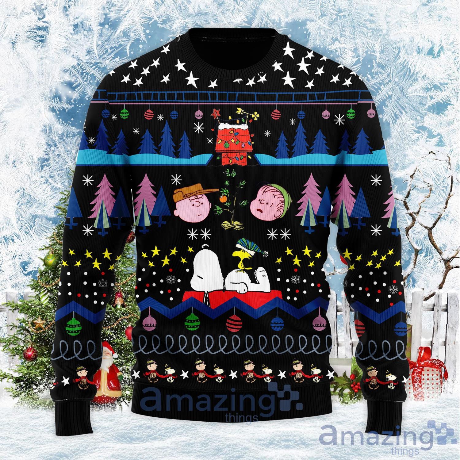 Black Snoopy Christmas Gift Ugly Christmas Sweater Product Photo 1
