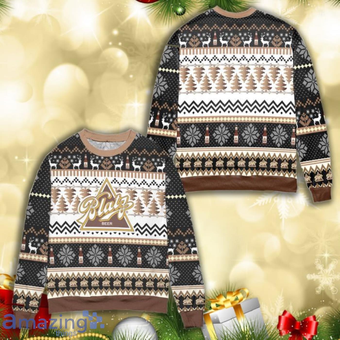 Blatz Beer Logo Snowflakes All Over Print 3D Ugly Christmas Sweater Product Photo 1