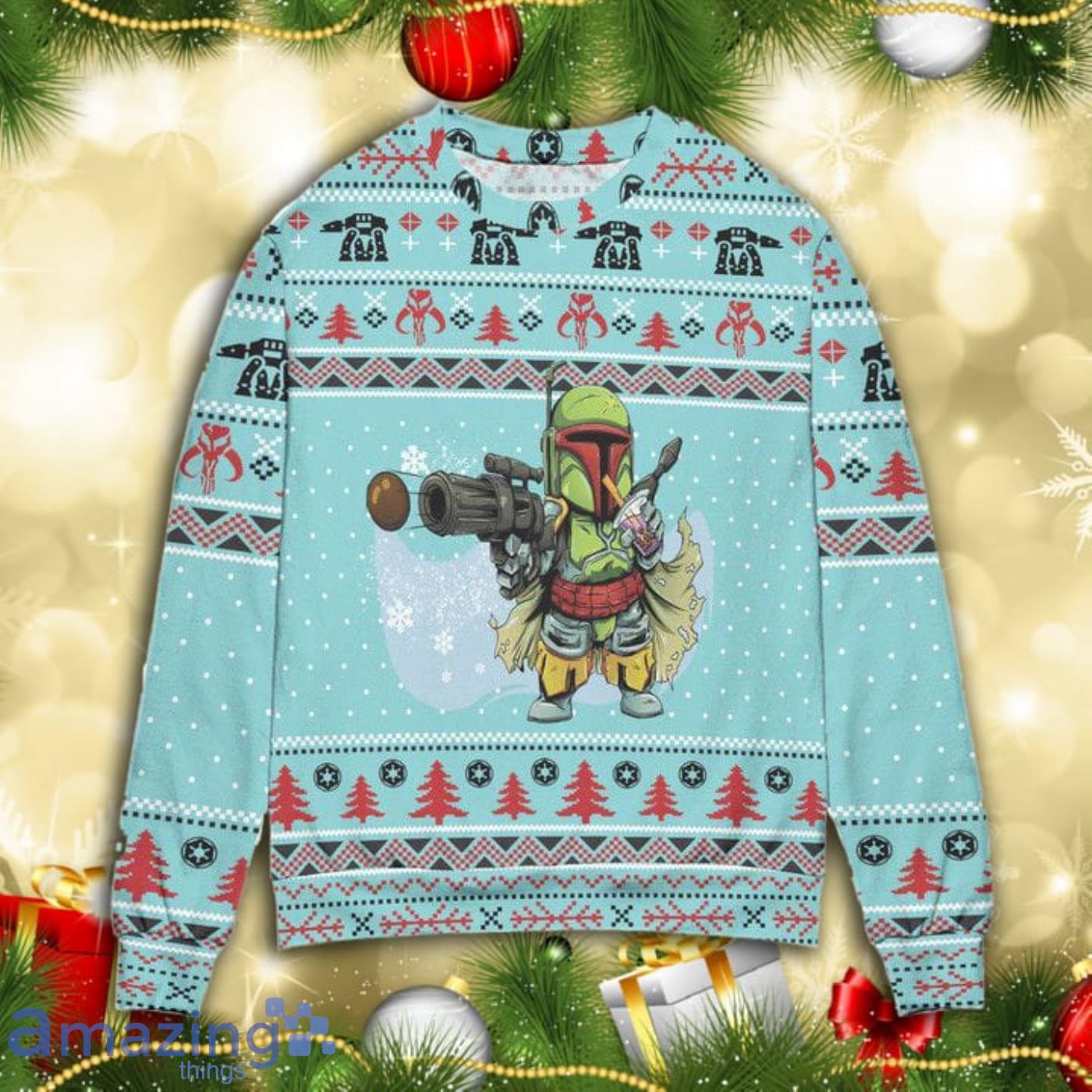 Boba Fett Star Wars Snowflake All Over Print 3D Ugly Christmas Sweater Product Photo 1