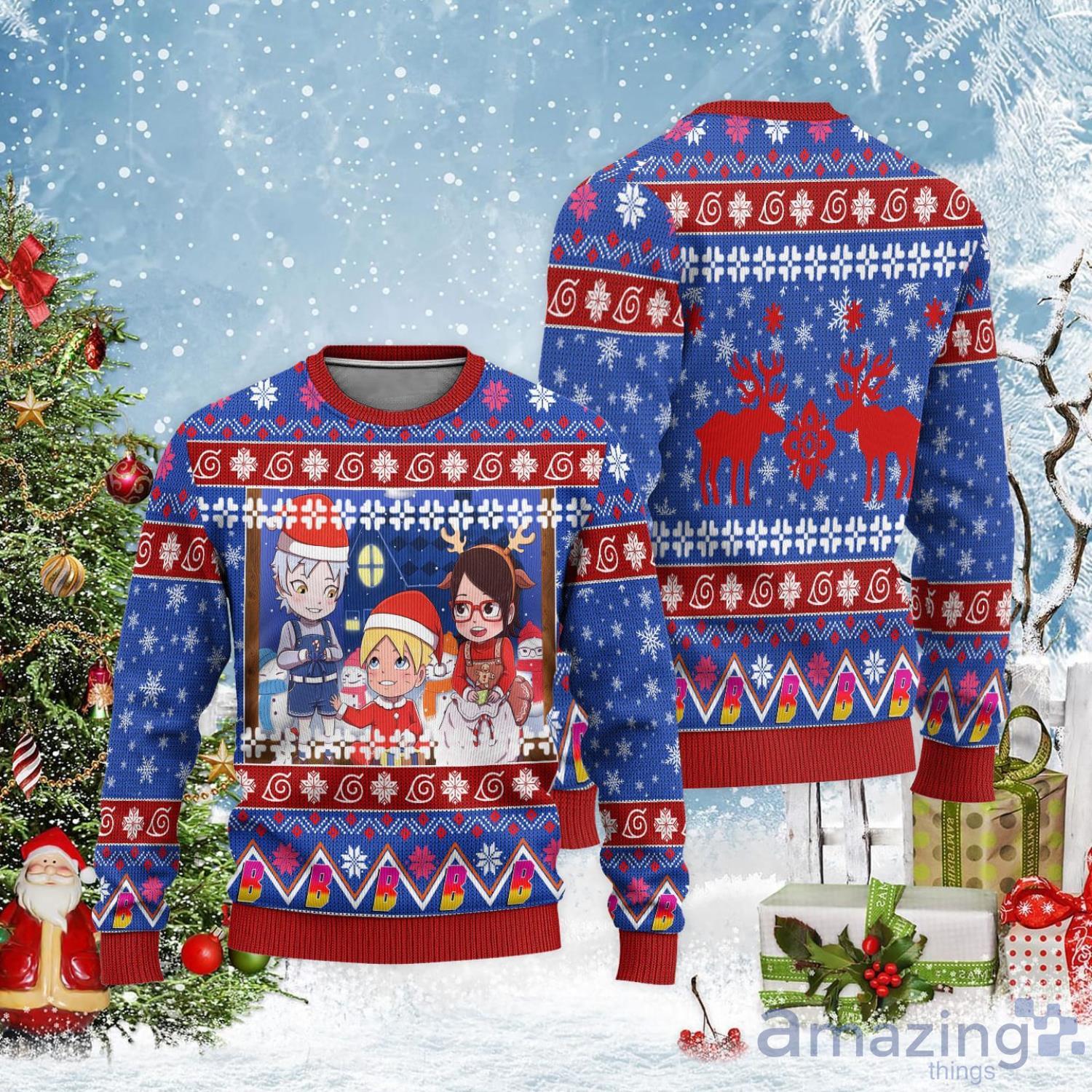 Boruto Chibi Blue Ugly Christmas Sweater Product Photo 1