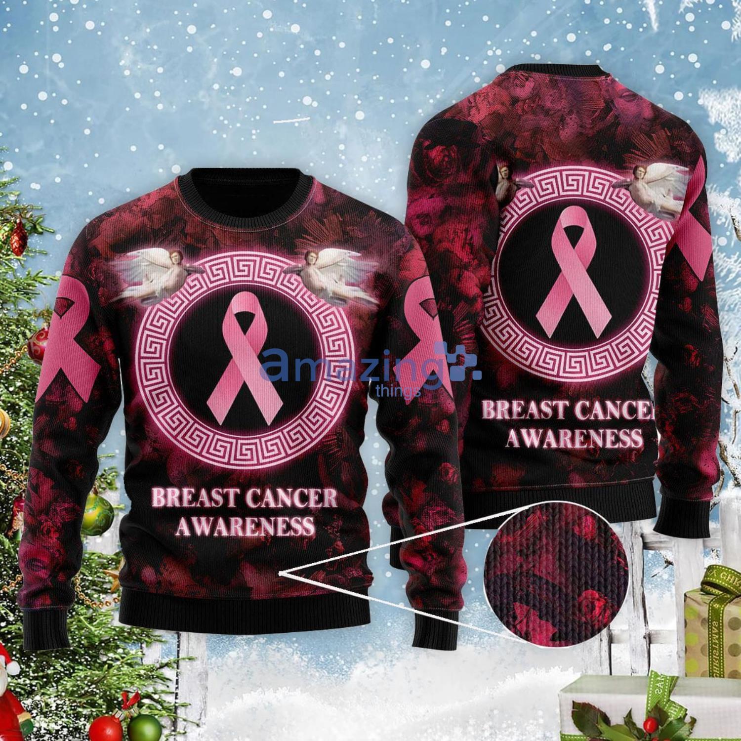 Breast Cancer Awareness Ribon Christmas Gift Ugly Christmas Sweater Product Photo 1
