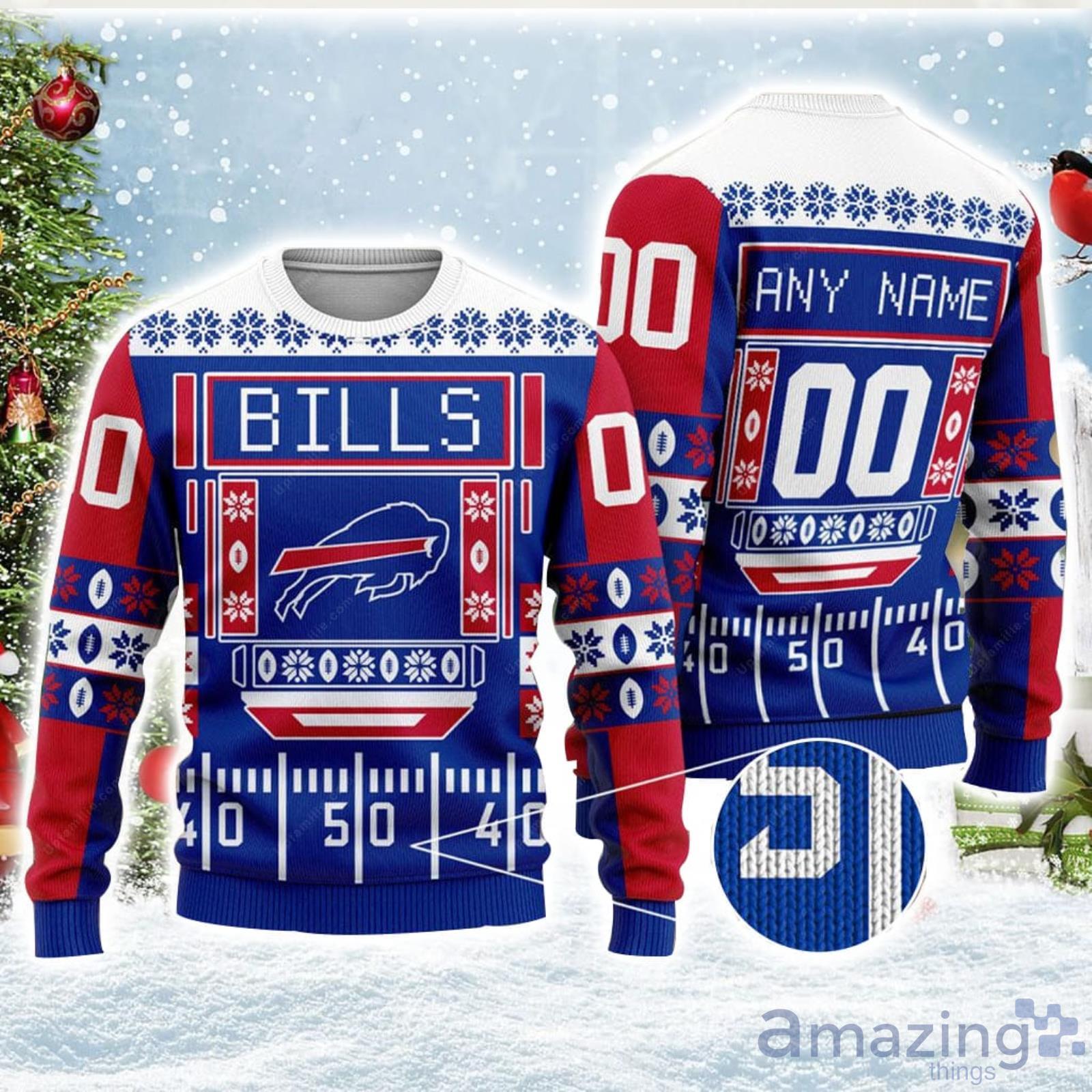 Buffalo Bills Ugly Sweater NFL Buffalo Bills Personalized Name And Number Ugly Christmas Sweater Product Photo 1