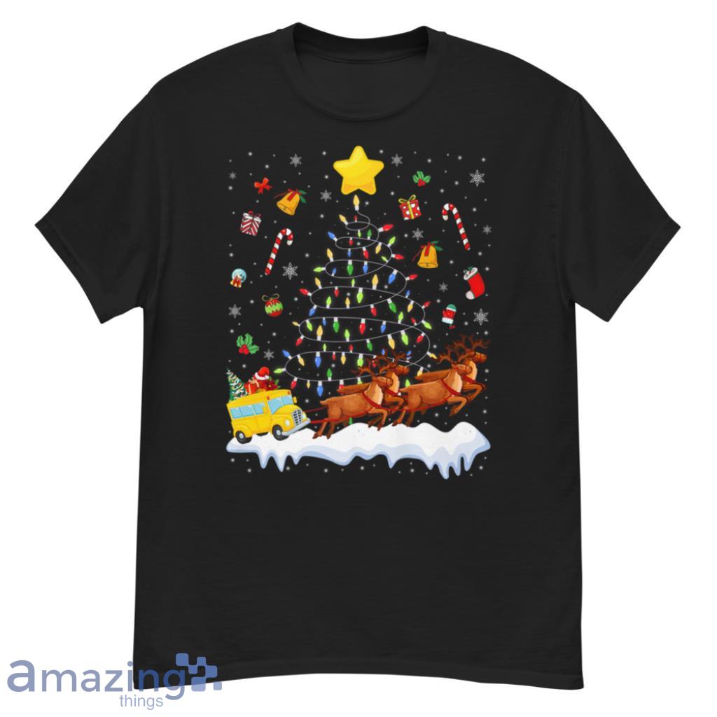 Bus Christmas Lights Tree Funny Santa Bus Driver Premium Christmas Shirt image Bus Christmas Lights Tree Funny Santa Bus Driver Premium Christmas Shirt - G500 Men’s Classic T-Shirt