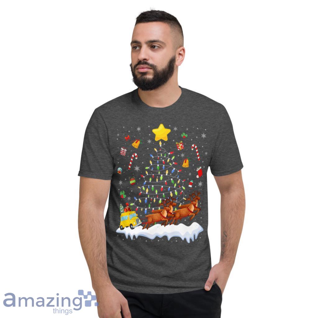 Bus Christmas Lights Tree Funny Santa Bus Driver Premium Christmas Shirt image Bus Christmas Lights Tree Funny Santa Bus Driver Premium Christmas Shirt - Short Sleeve T-Shirt-1