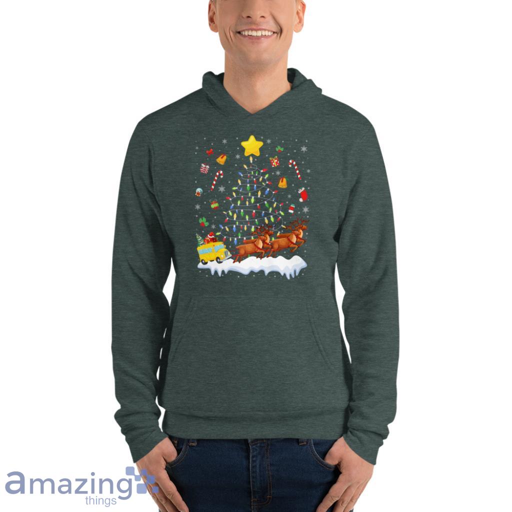 Bus Christmas Lights Tree Funny Santa Bus Driver Premium Christmas Shirt image Bus Christmas Lights Tree Funny Santa Bus Driver Premium Christmas Shirt - Unisex Fleece Pullover Hoodie-1