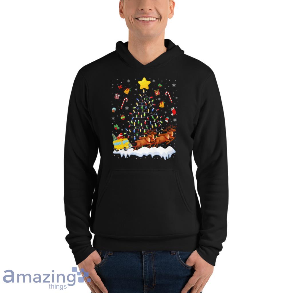 Bus Christmas Lights Tree Funny Santa Bus Driver Premium Christmas Shirt image Bus Christmas Lights Tree Funny Santa Bus Driver Premium Christmas Shirt - Unisex Fleece Pullover Hoodie
